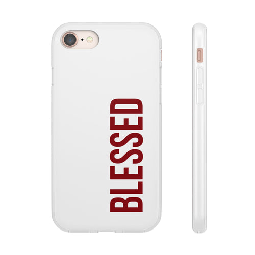 Blessed Phone Case — Vertical Red Typography Clear Flexi Case