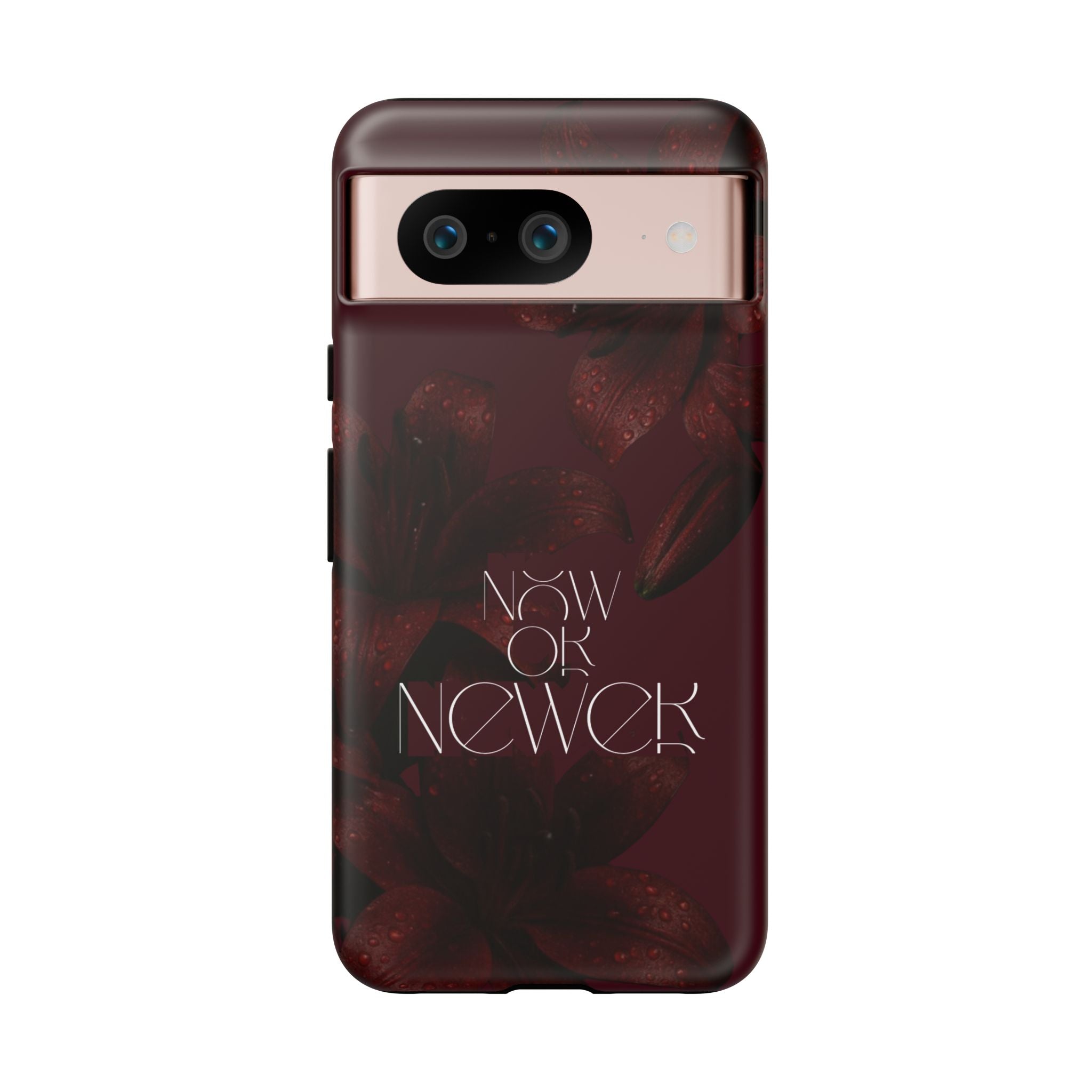 Tough Cases – Burgundy Floral “Now or Never” Protective Phone Case