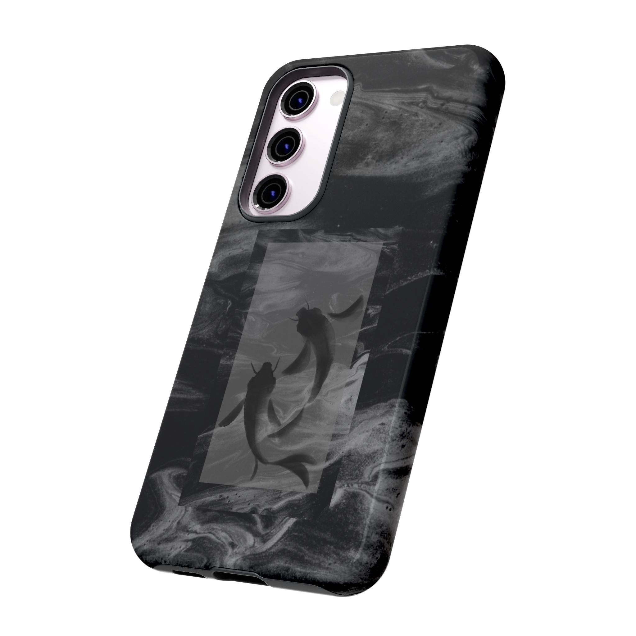 Koi Yin-Yang Marble Phone Case – Black Smoky Art Protection