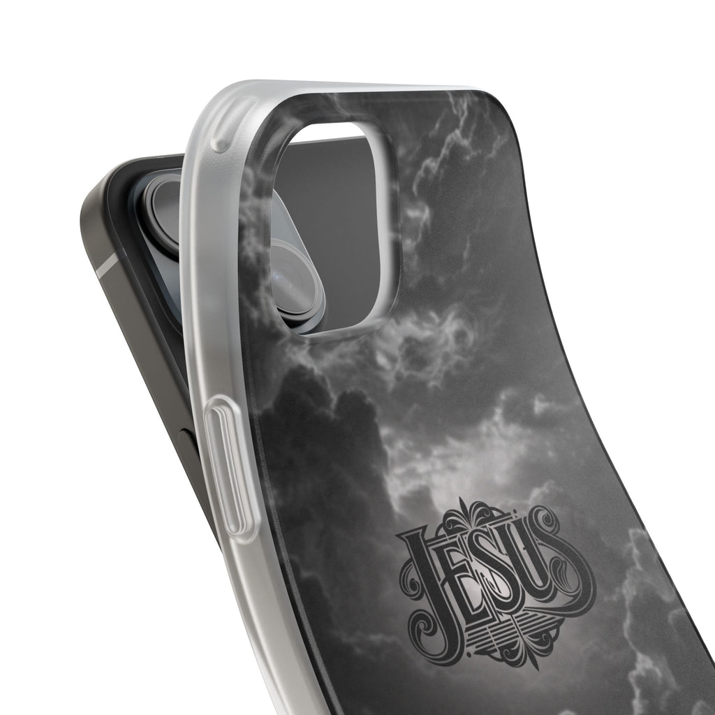 Jesus Cloud Phone Case — Faith-Inspired Flexi Case with 'Jesus' Script