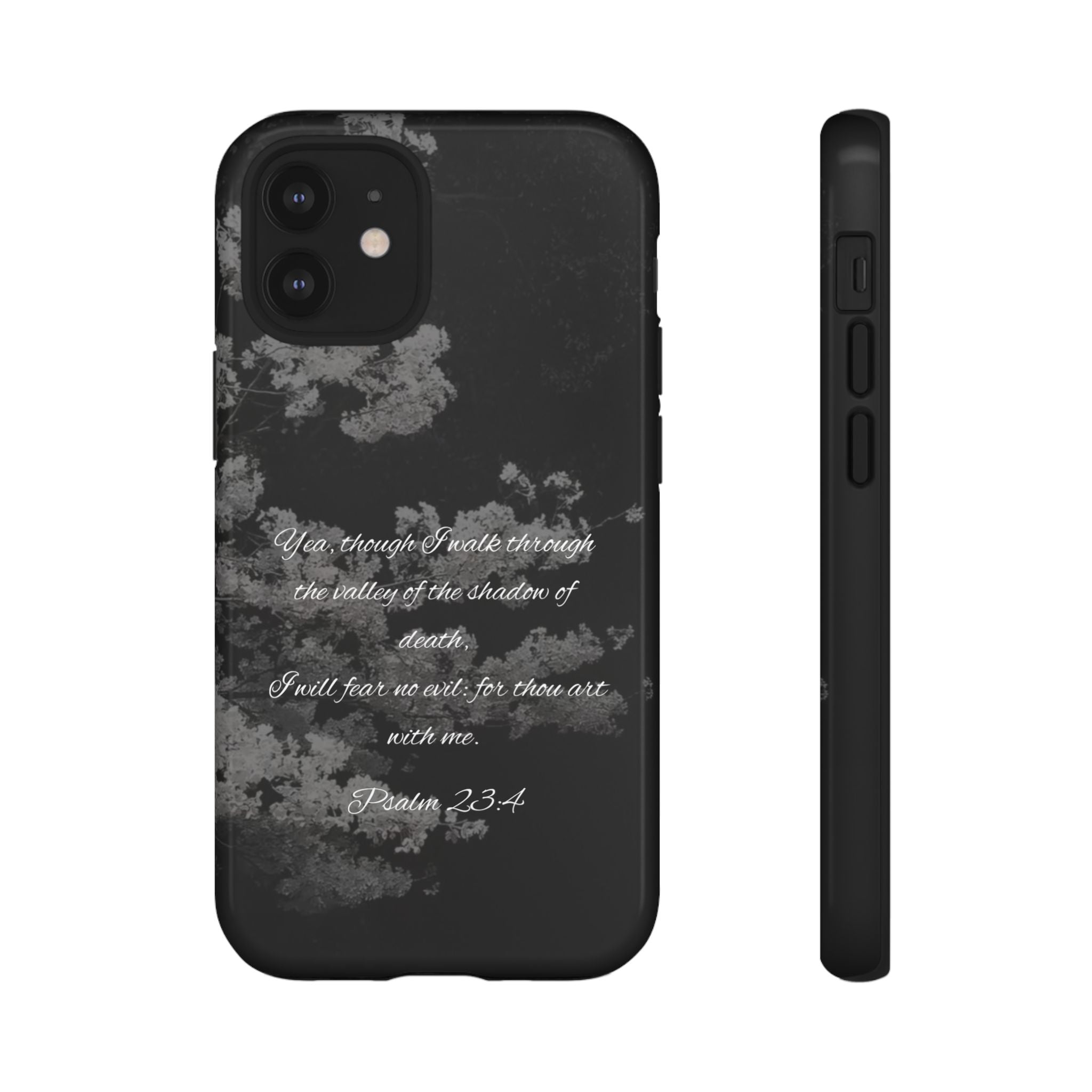 Bible Verse Phone Case — Psalm 23:4 Comfort Black Protective Cover
