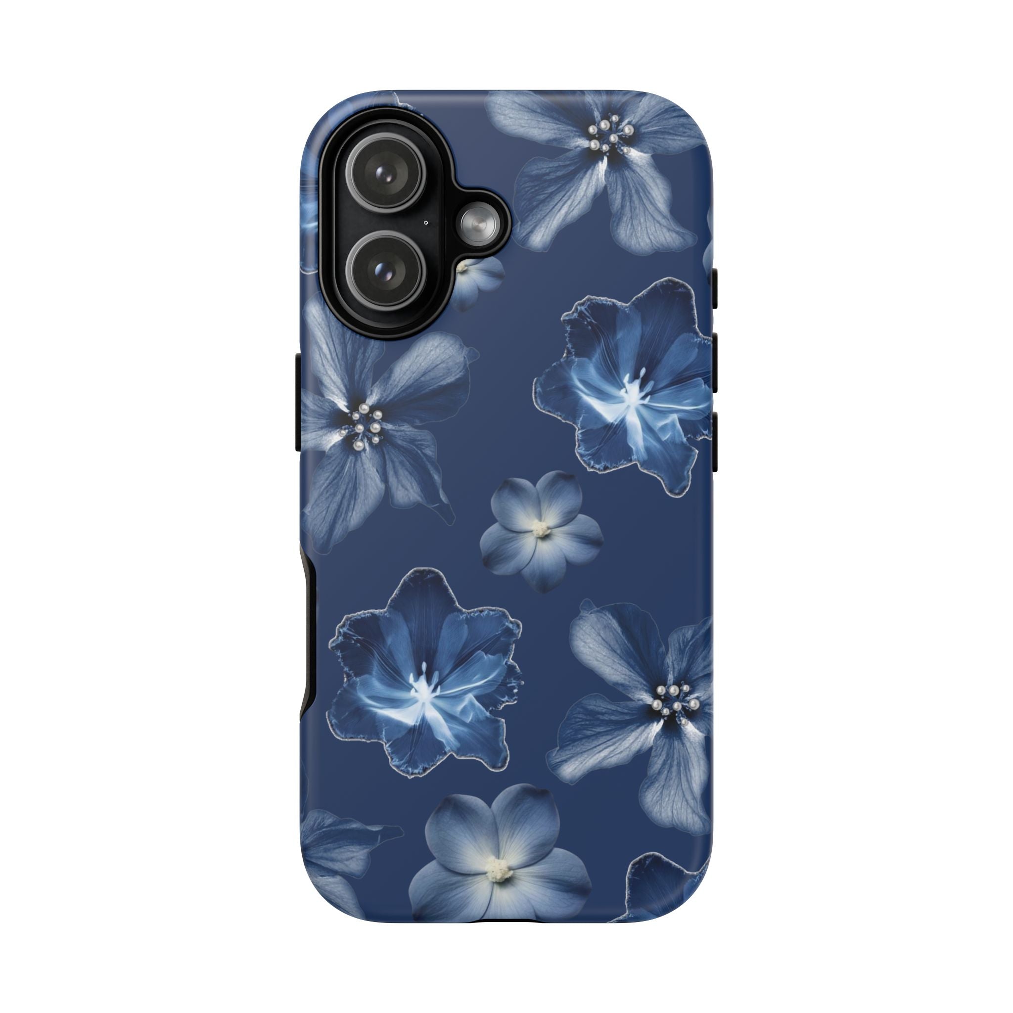 Navy Floral Tough Phone Case — Blue Bloom Protective Cover