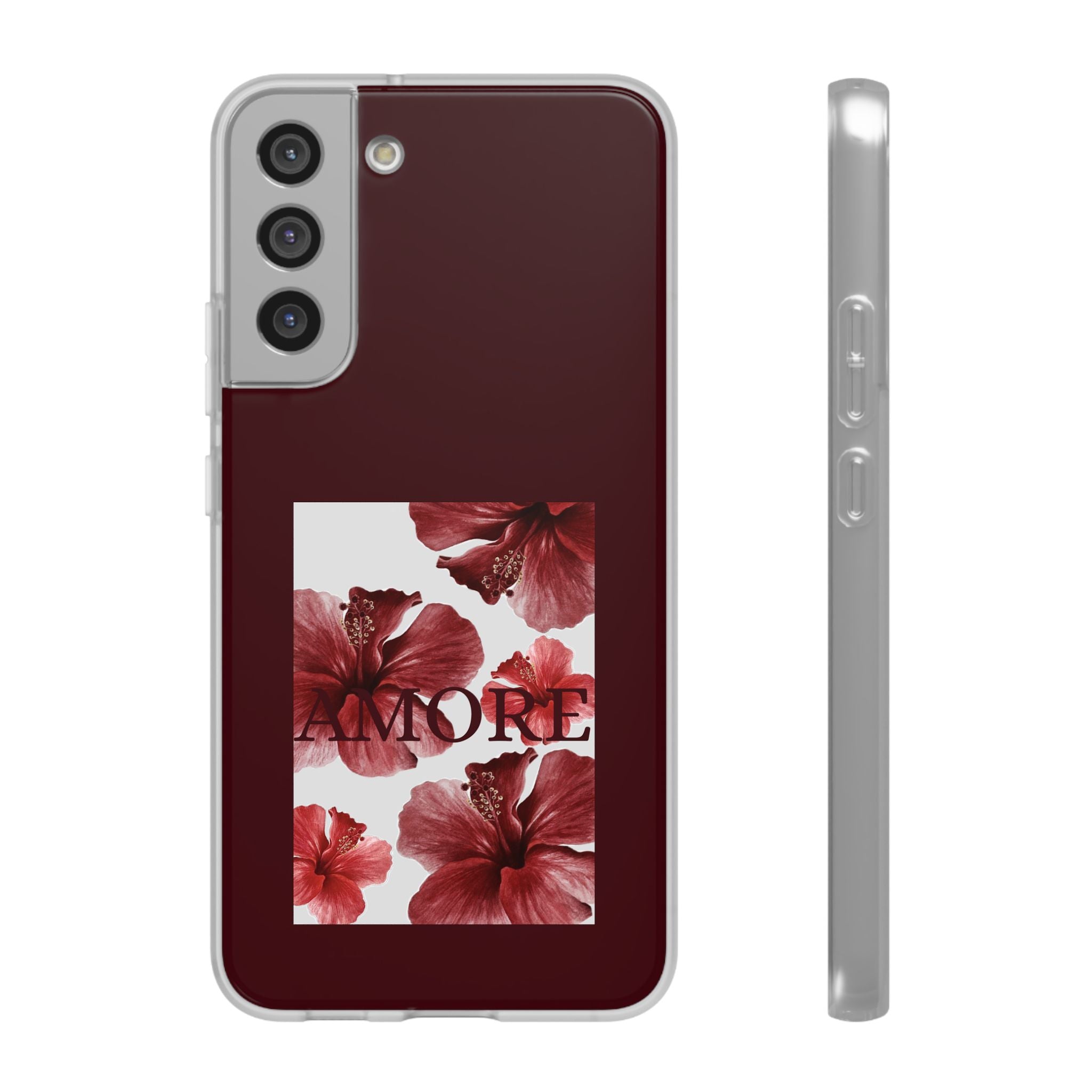 Floral Amore Phone Case — Burgundy Hibiscus Flexible Protection