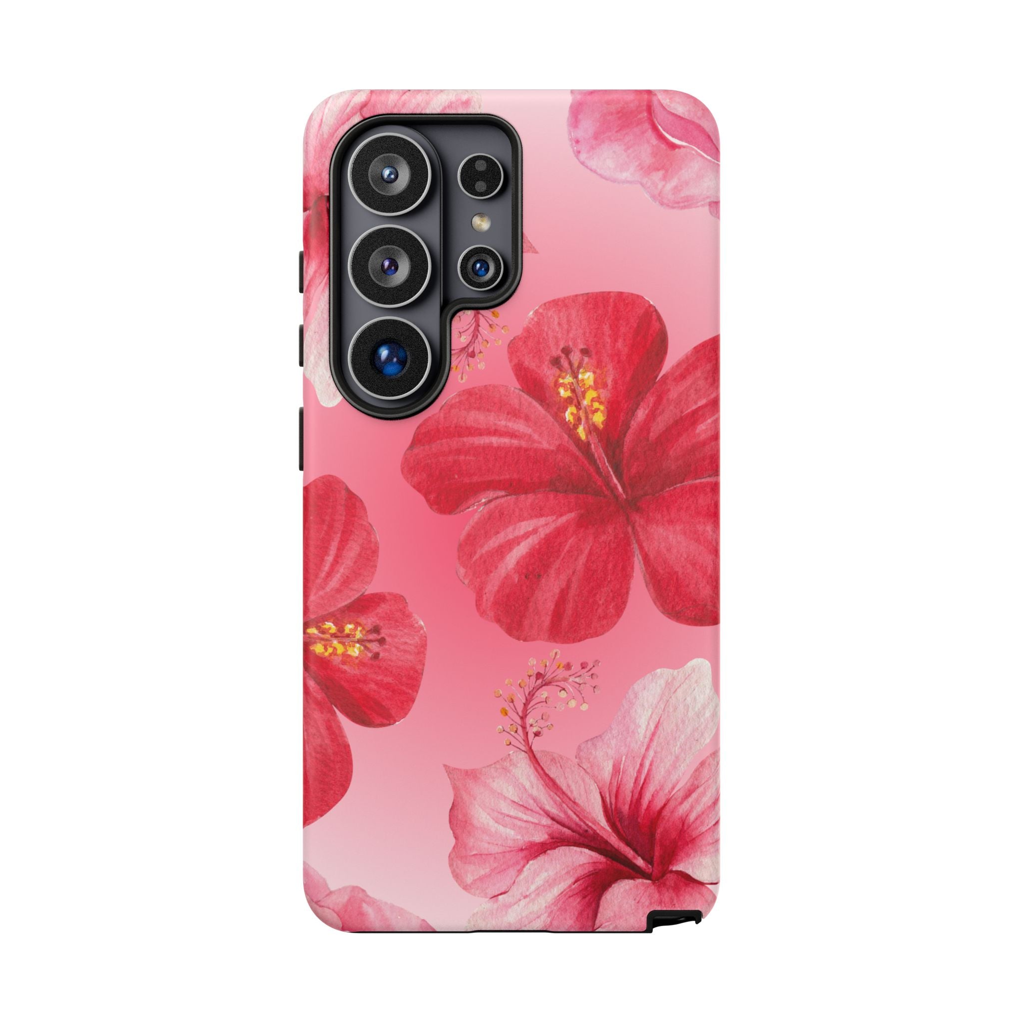 Hibiscus Pink Tough Phone Case — Floral Tropical Protective Cover