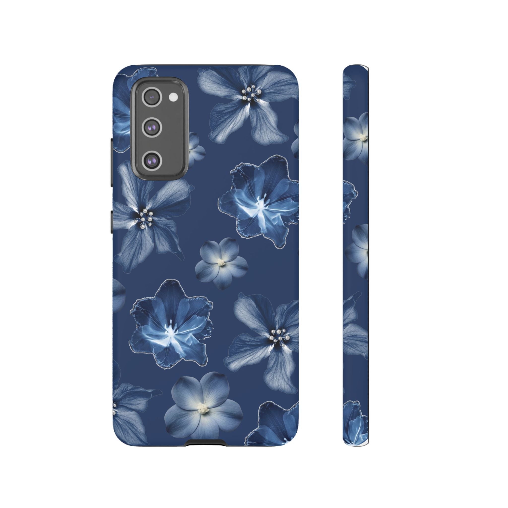 Navy Floral Tough Phone Case — Blue Bloom Protective Cover
