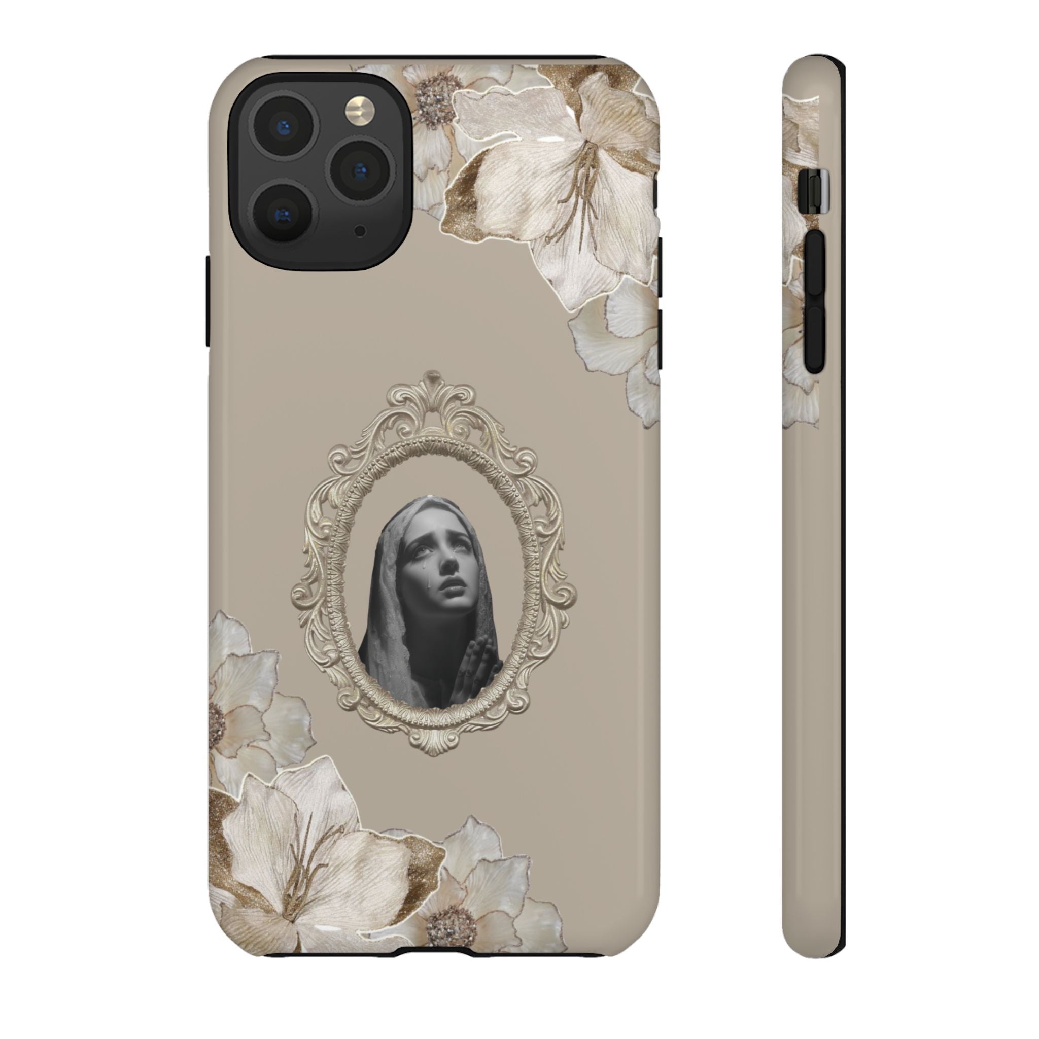 Vintage Floral Phone Case with Sacred Madonna Portrait
