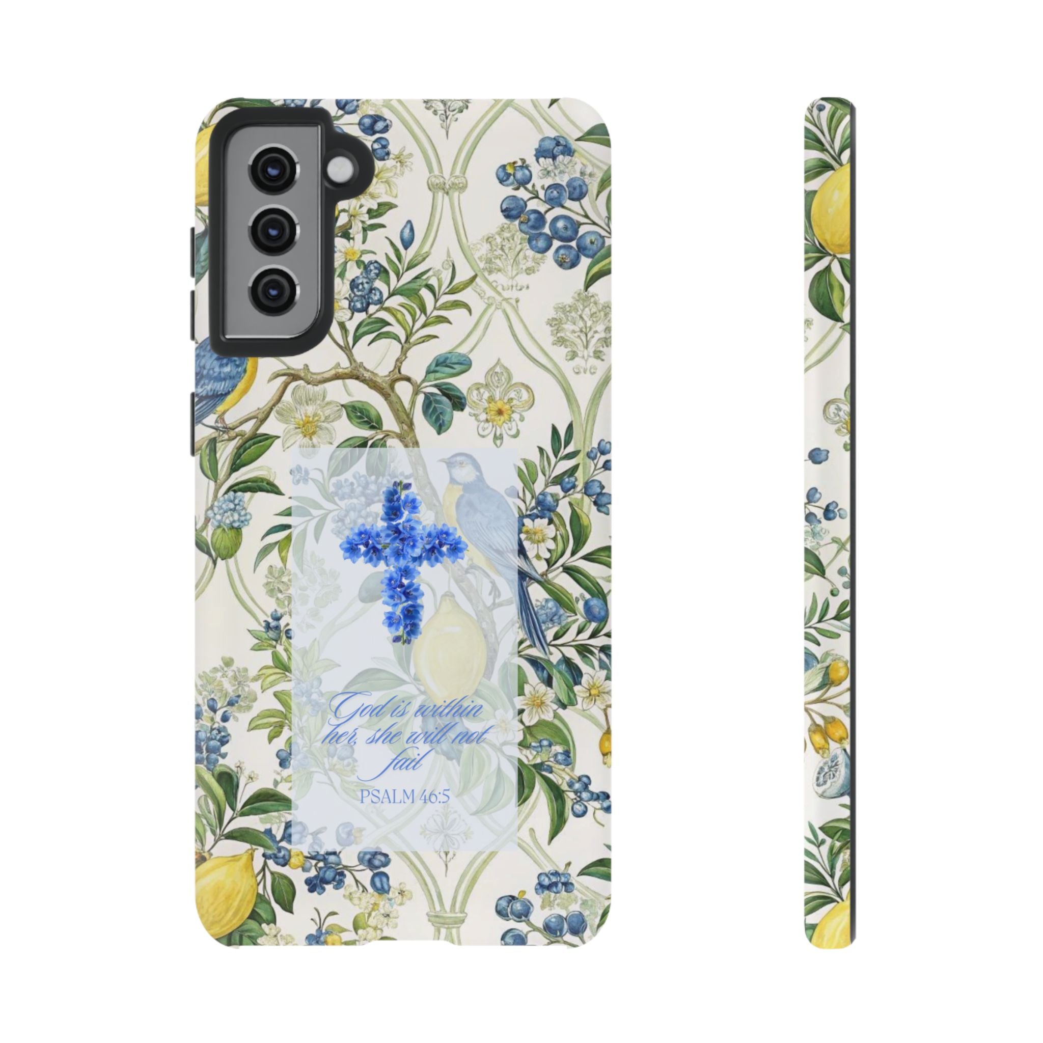 Floral Cross Tough Phone Case — Psalms Blessing Protective Cover