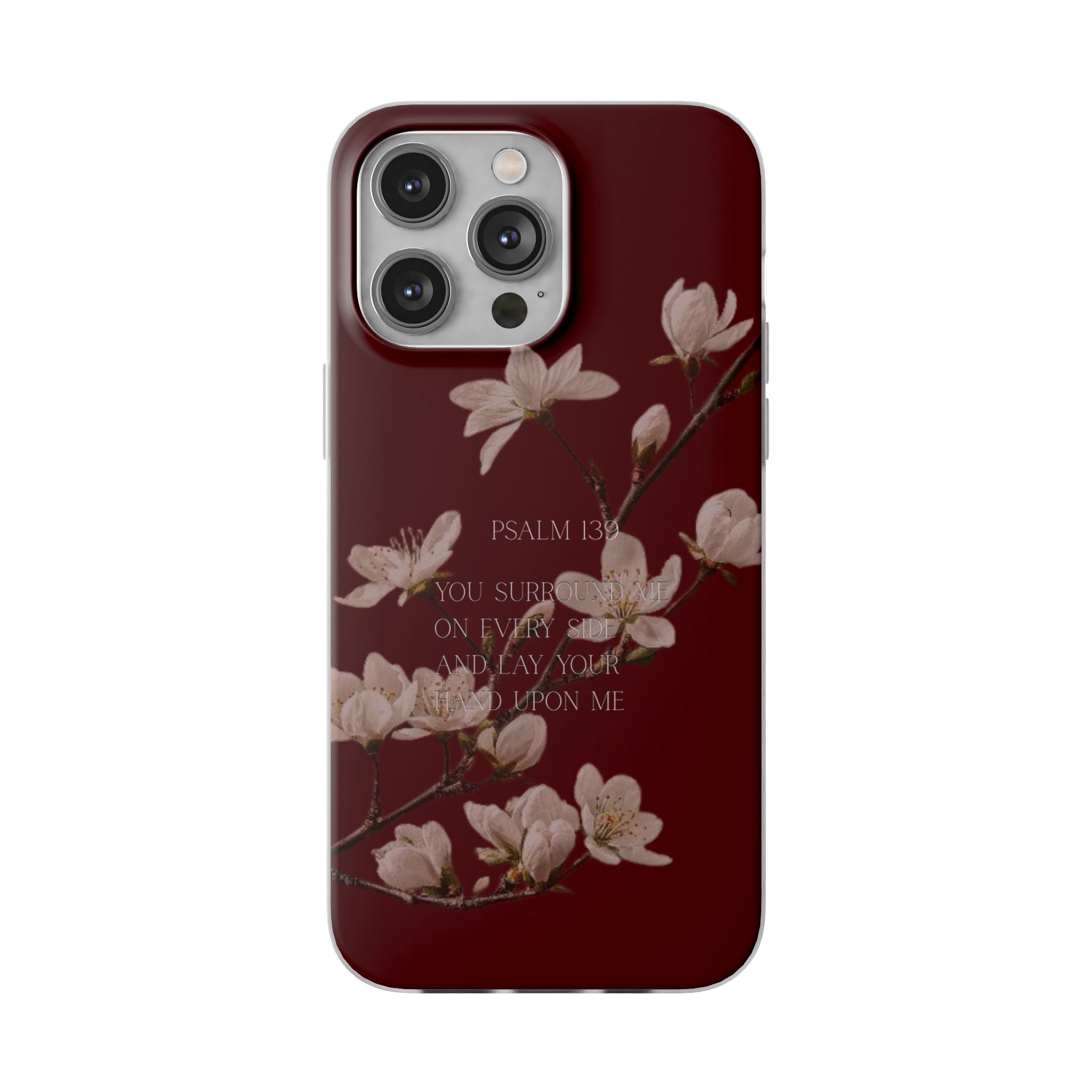 Floral Psalm Phone Case — Psalm 139 Scripture Cherry Blossom iPhone Cover