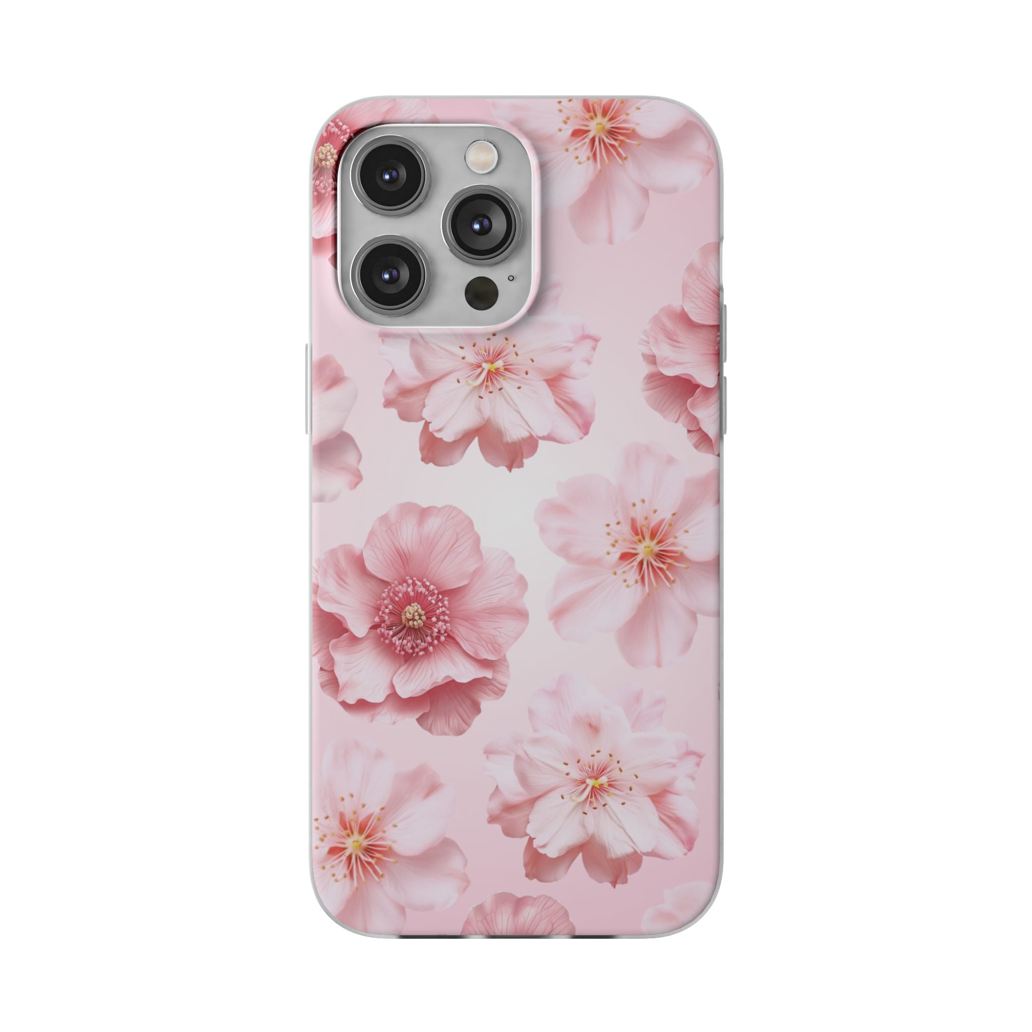 Pink Cherry Blossom Phone Case — Floral Slim Flexi Case for iPhone
