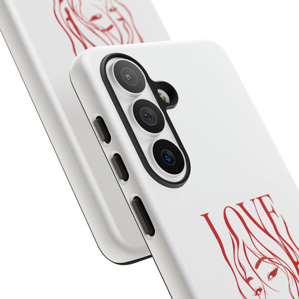 Red Line Art 'Love' Face Design - Tough Case