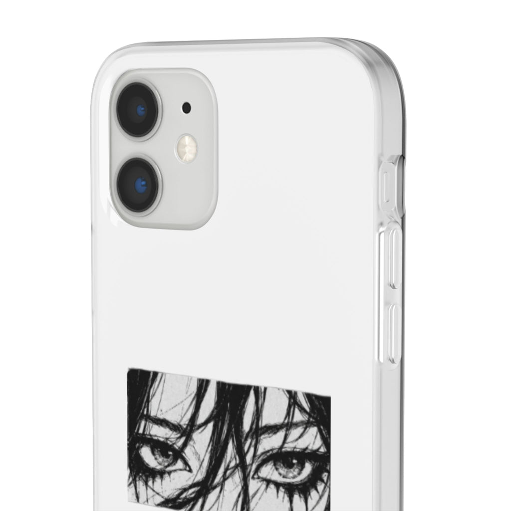 Anime Eyes Illustration Phone Case - Moody Black & White Flexi Case