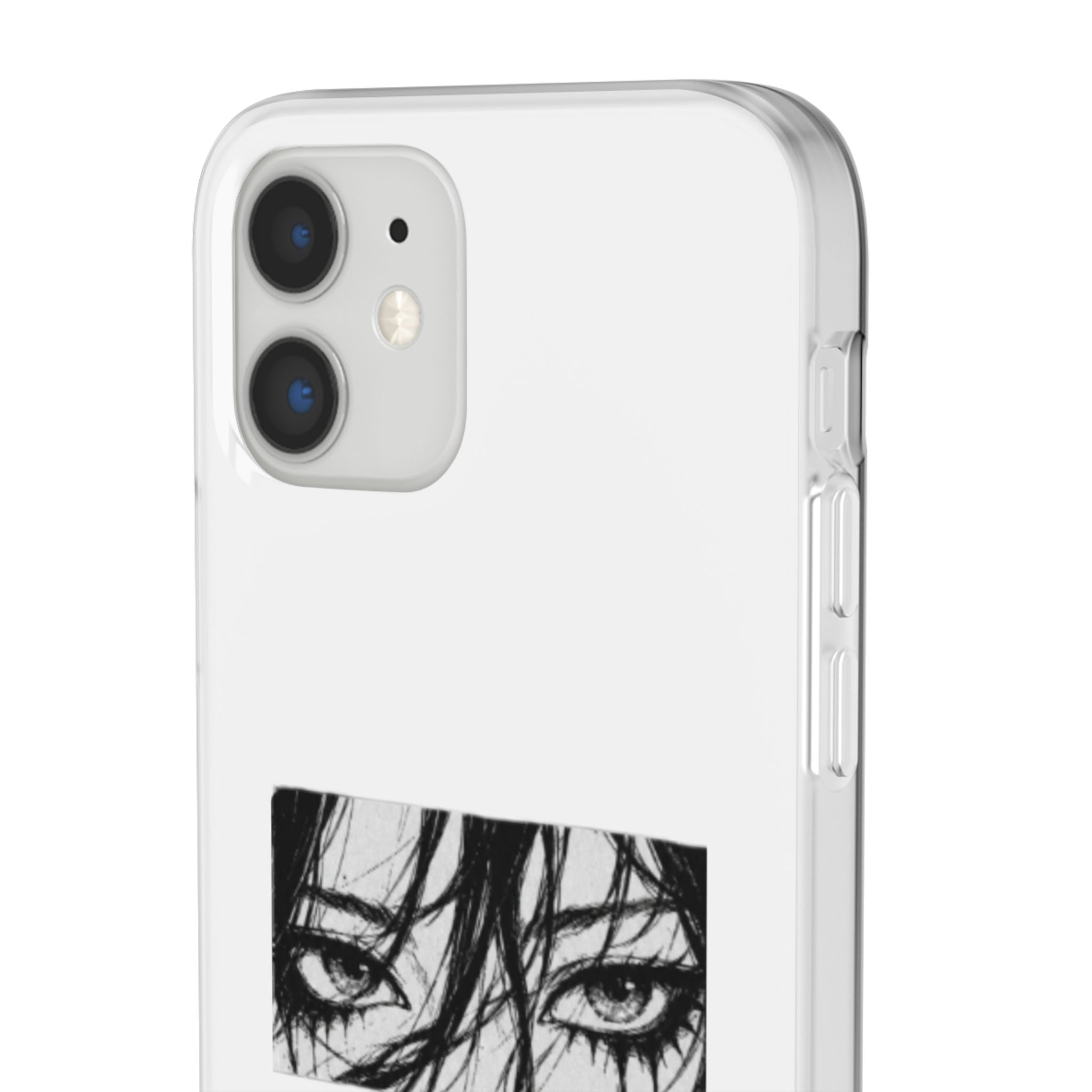 Anime Eyes Illustration Phone Case - Moody Black & White Flexi Case