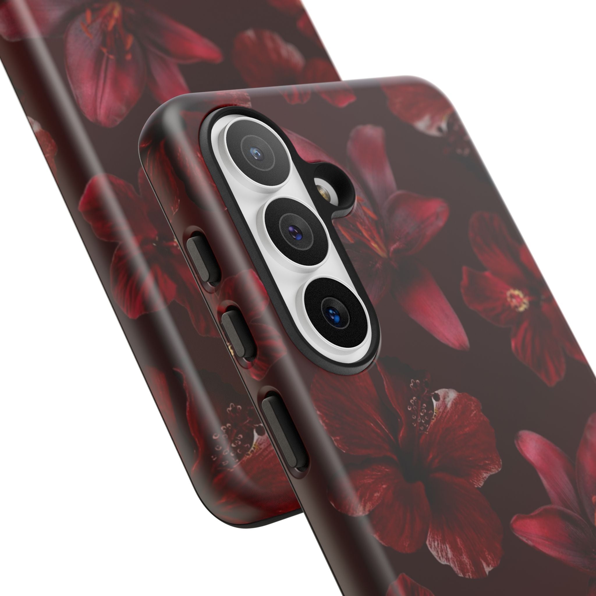 Tough Cases - Dark Red Floral Phone Case