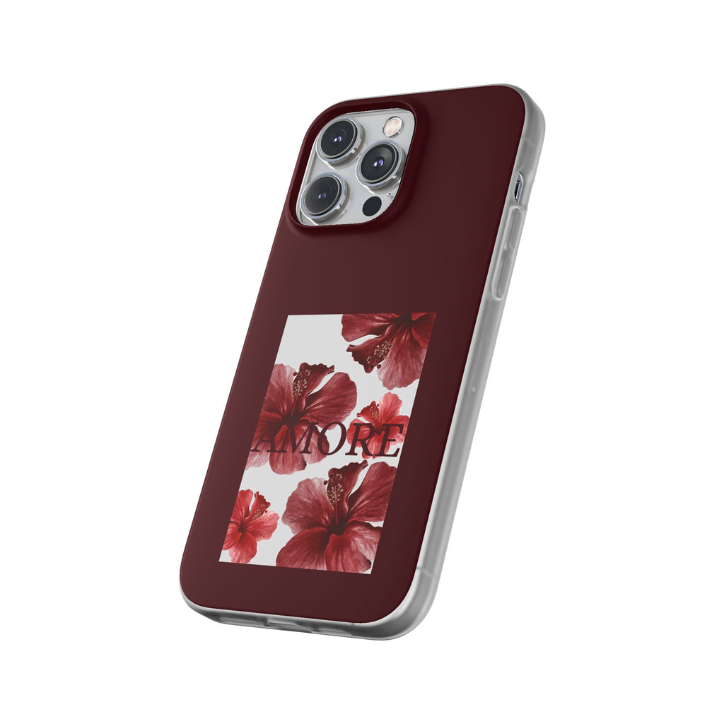 Floral Amore Phone Case — Burgundy Hibiscus Flexible Protection