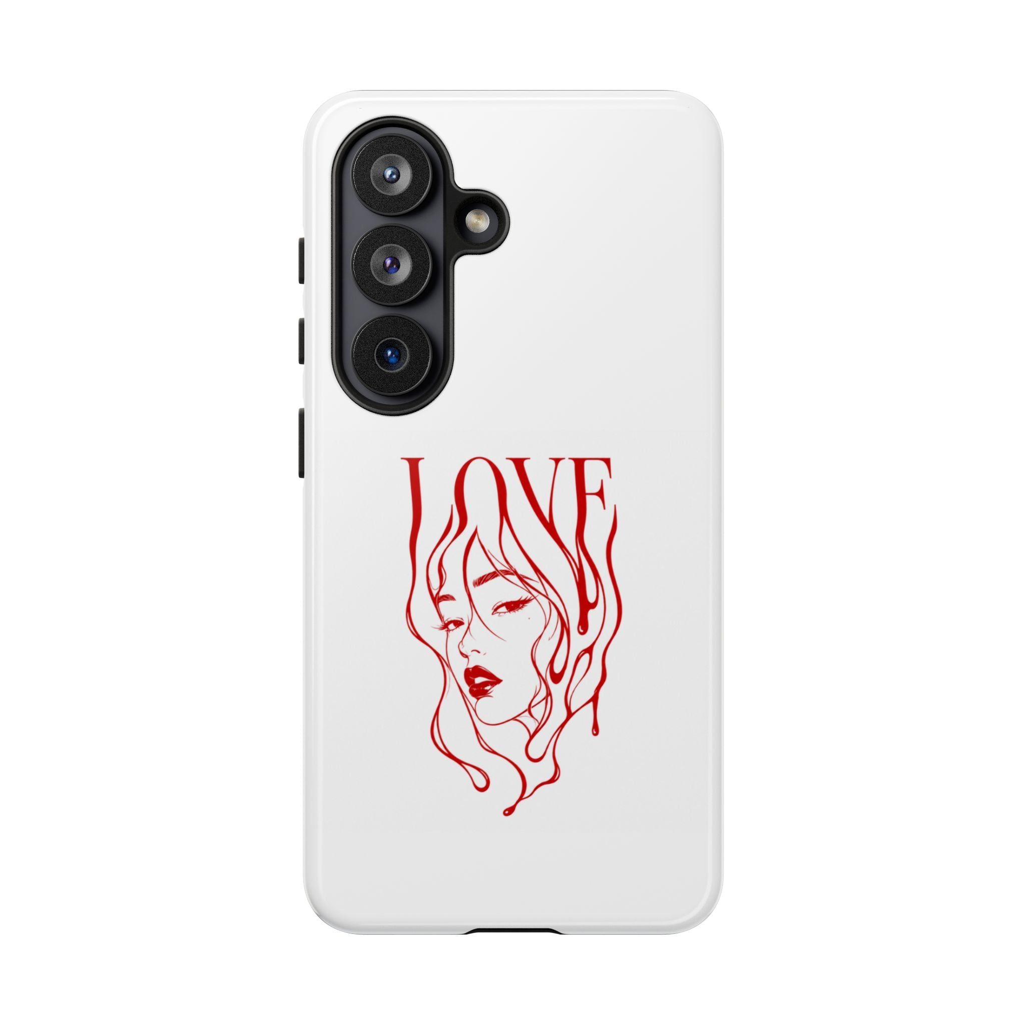 Red Line Art 'Love' Face Design - Tough Case