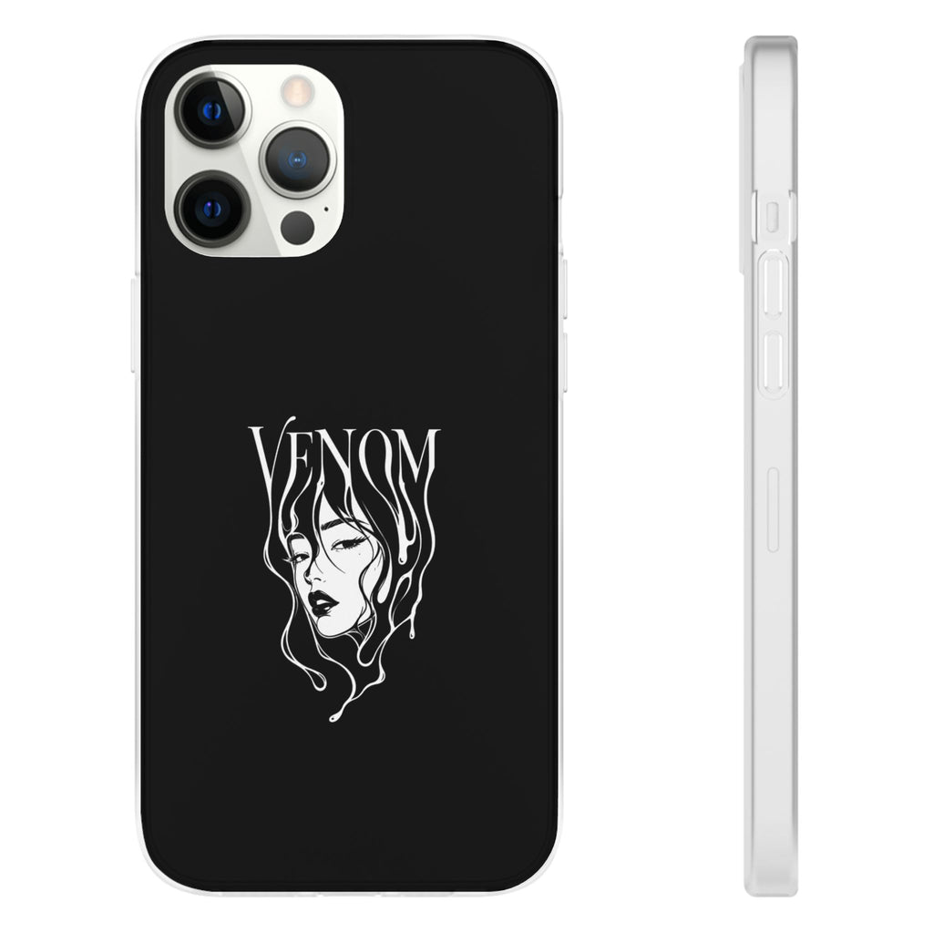 Venom Goth Phone Case — Black Protective Flexible Phone Case with Dark Femme Artwork