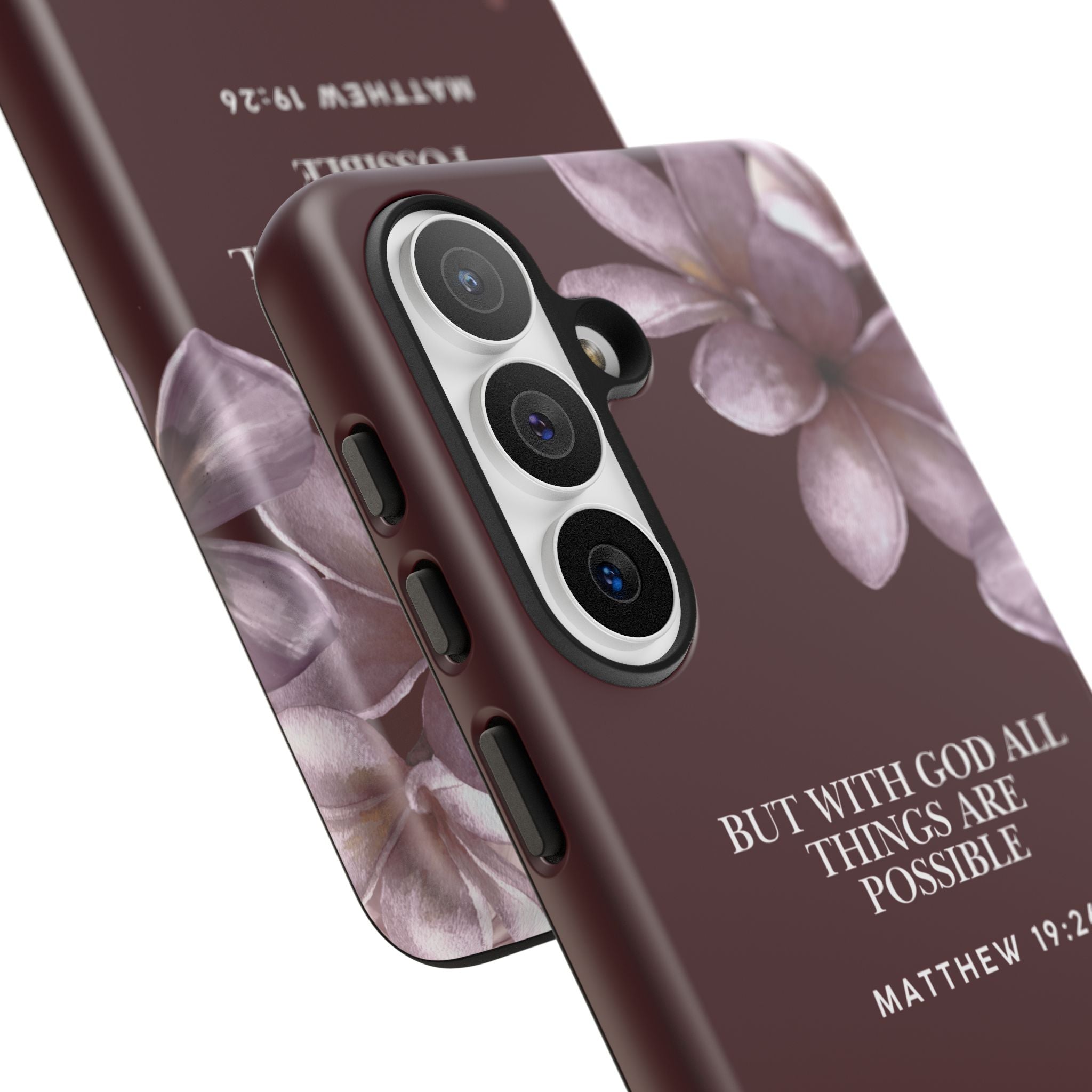 But With God All Things Are Possible — Floral Bible Verse Christian Tough Phone Case