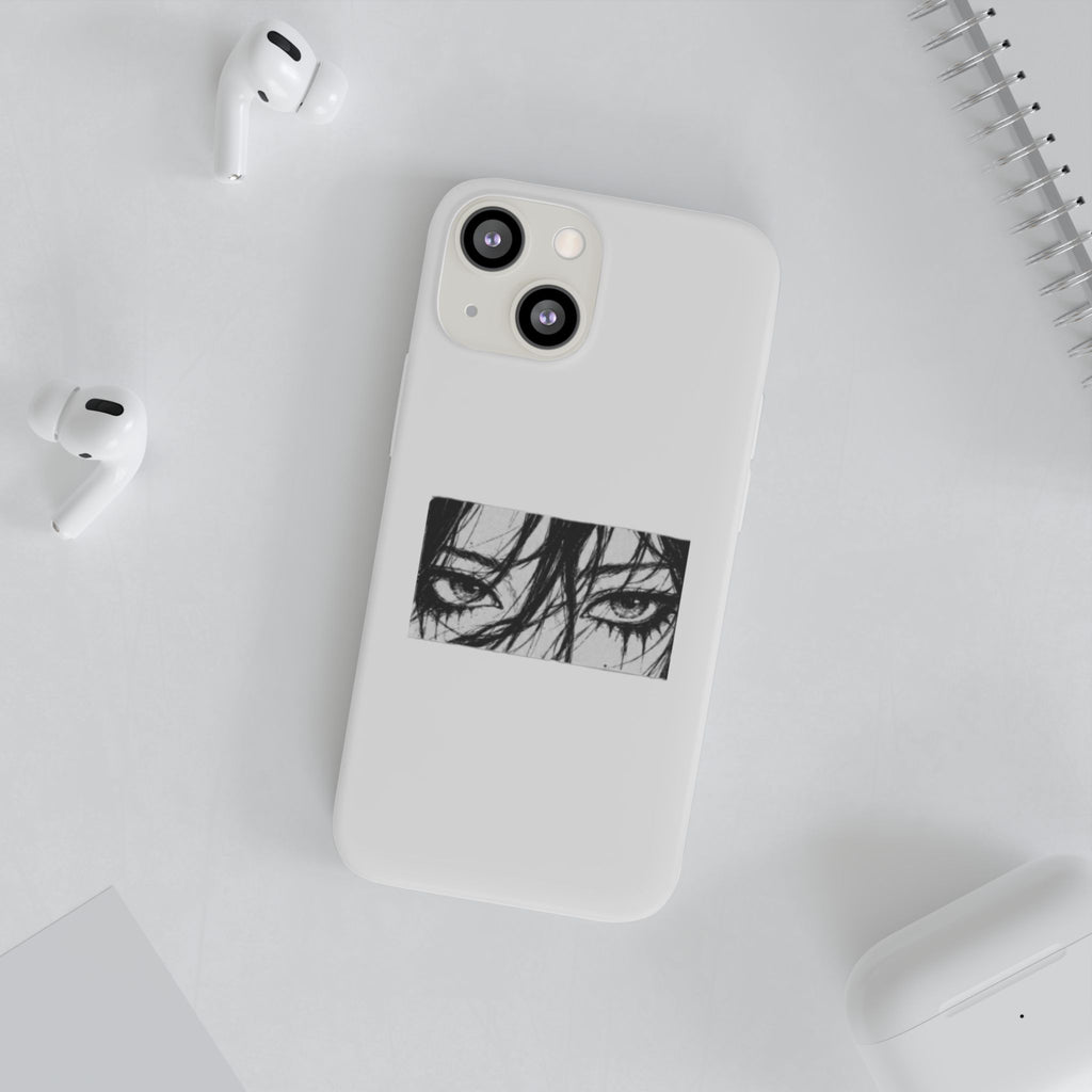 Anime Eyes Illustration Phone Case - Moody Black & White Flexi Case