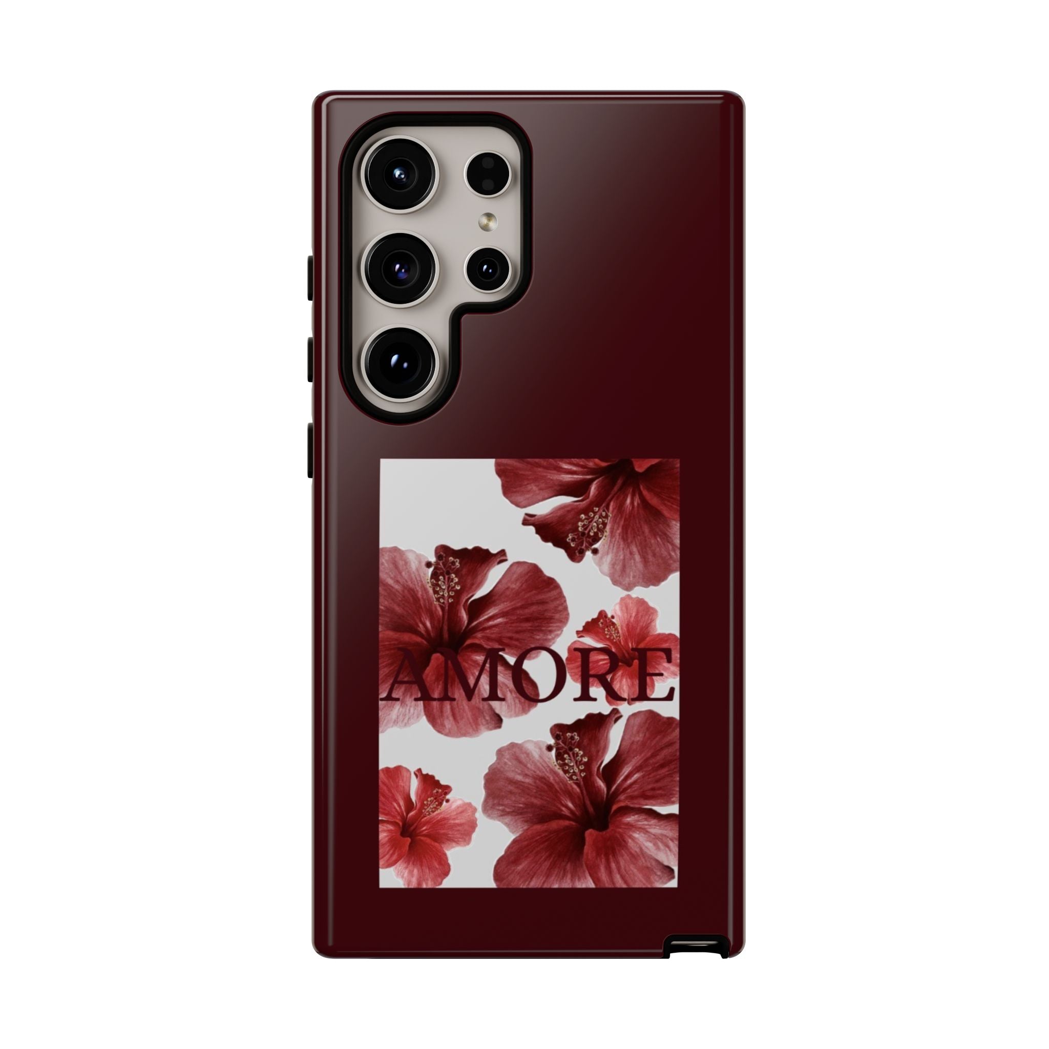 Amore Floral Phone Case — Burgundy Tough Protective Cover