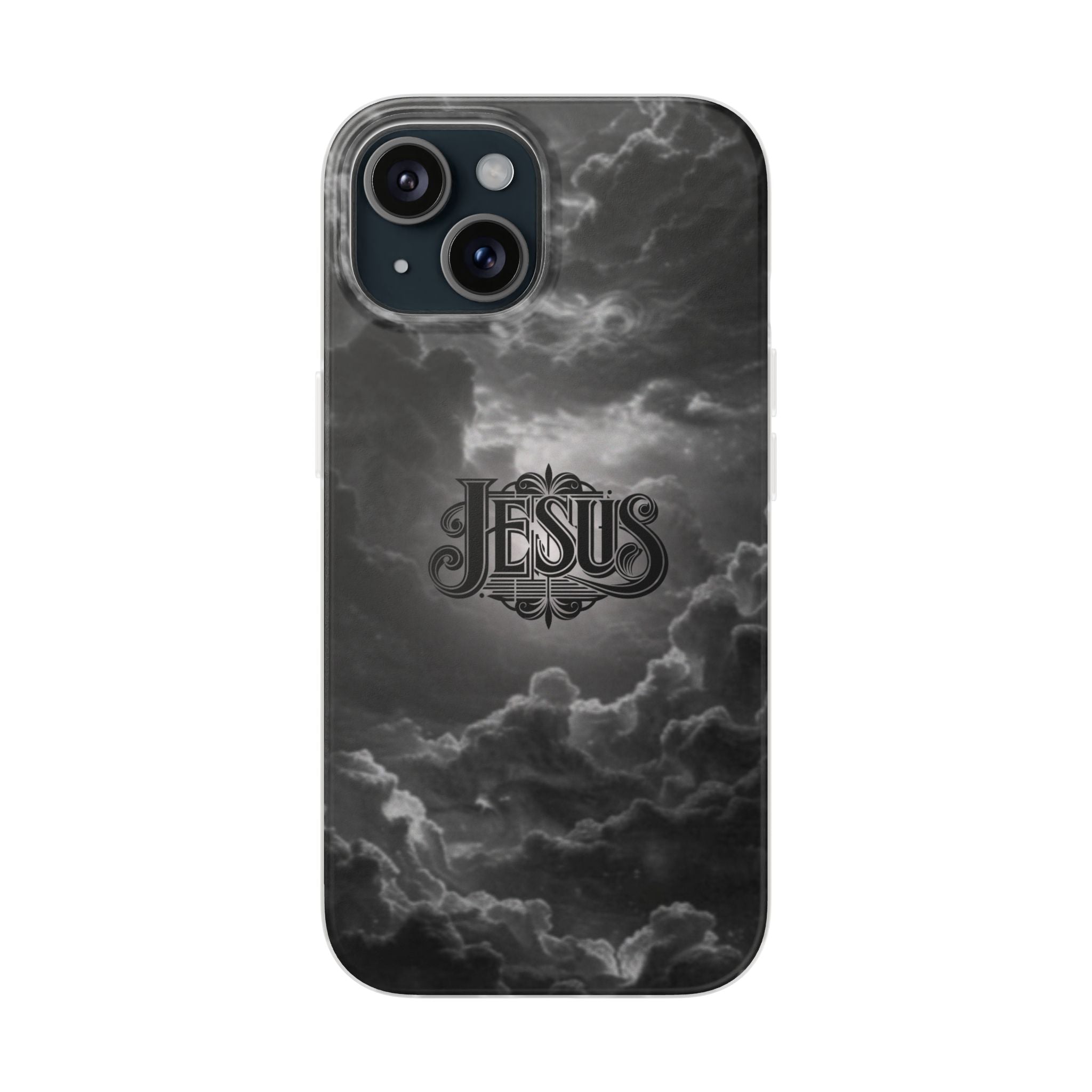 Jesus Cloud Phone Case — Faith-Inspired Flexi Case with 'Jesus' Script