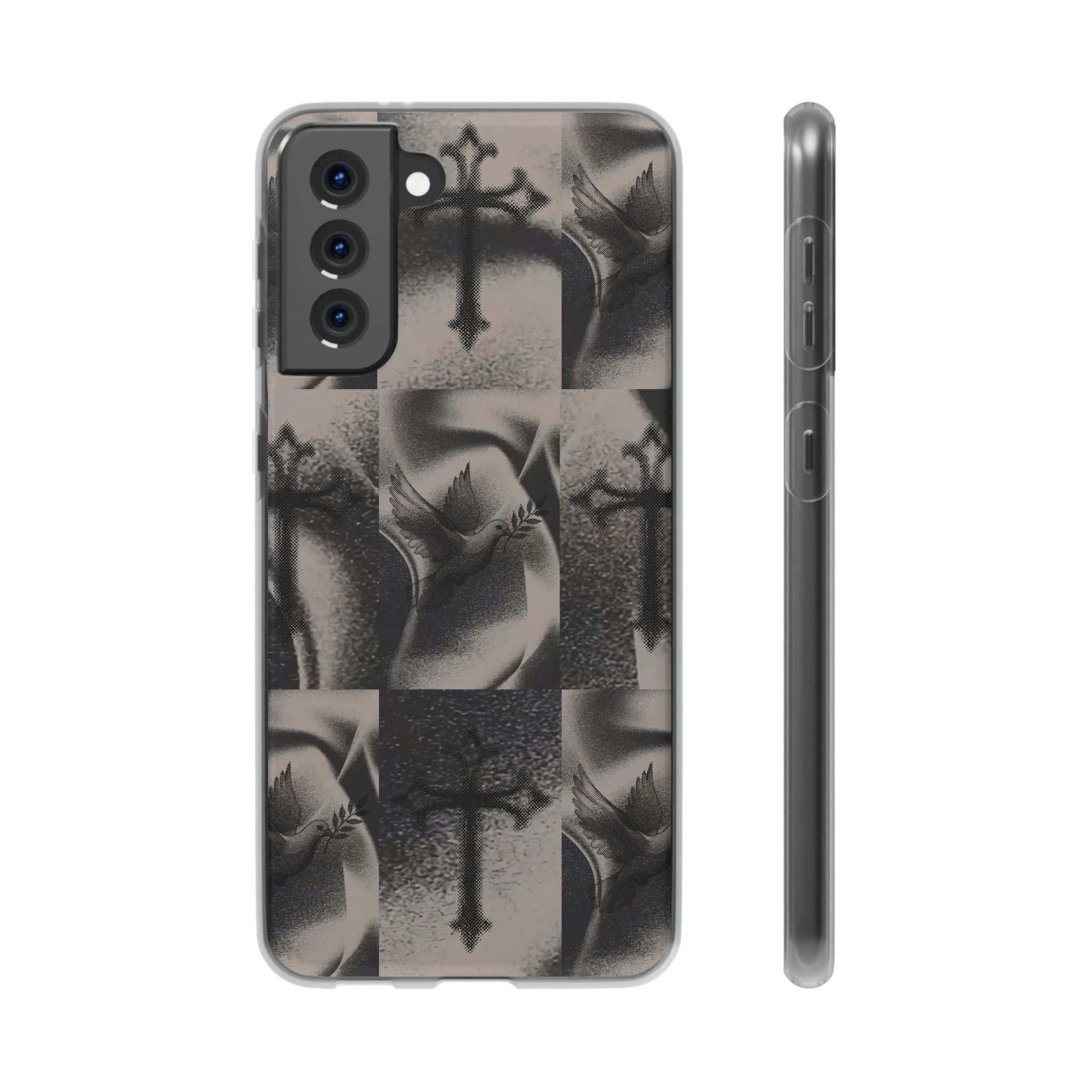 Phone Case — Dove & Cross Checkerboard Design