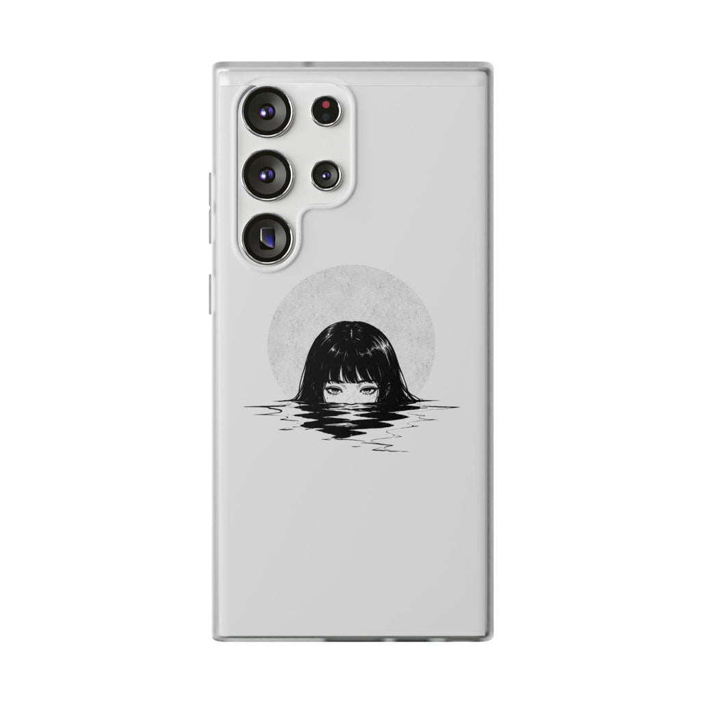 Minimalist Creepy Girl Moon Design