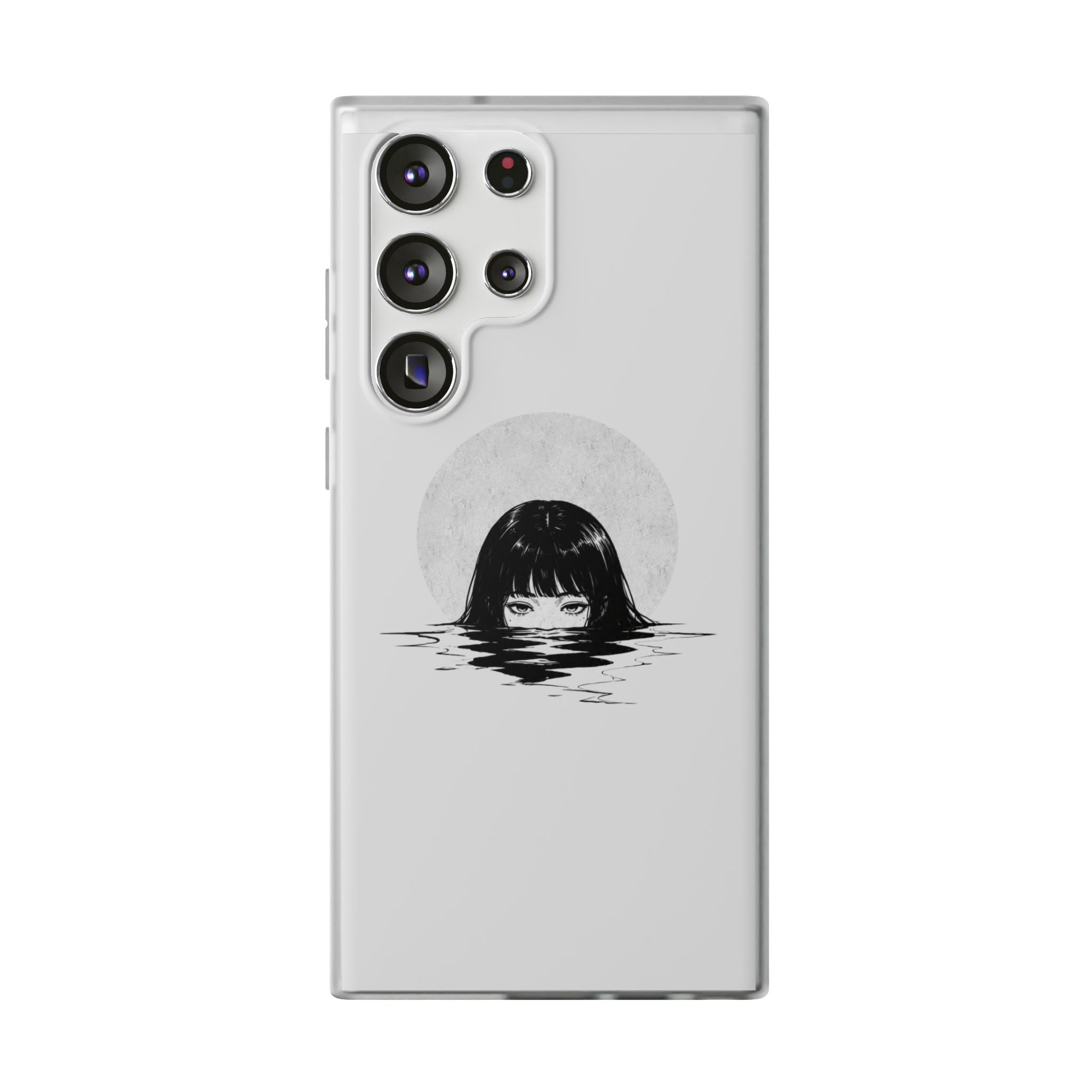 Minimalist Creepy Girl Moon Design