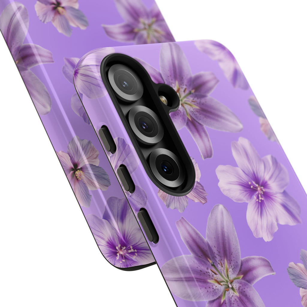 Floral Lavender Tough Phone Case – Purple Blossom Protective Cover