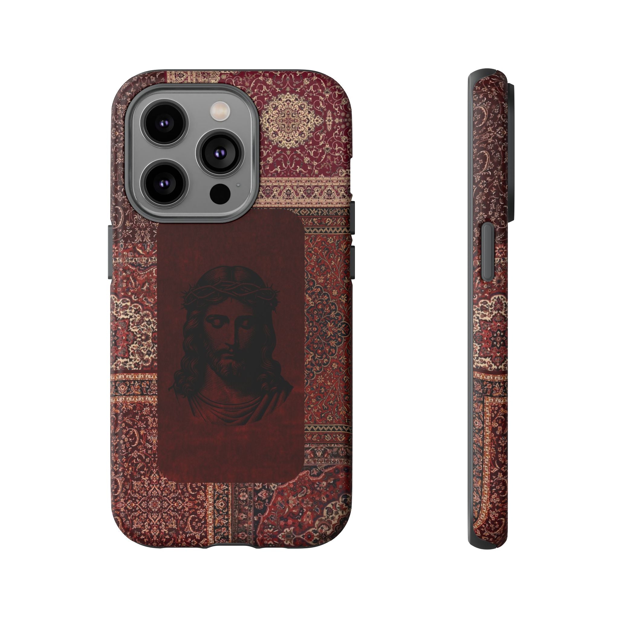 Religious Vintage Rug Phone Case — Jesus Portrait Tough Case