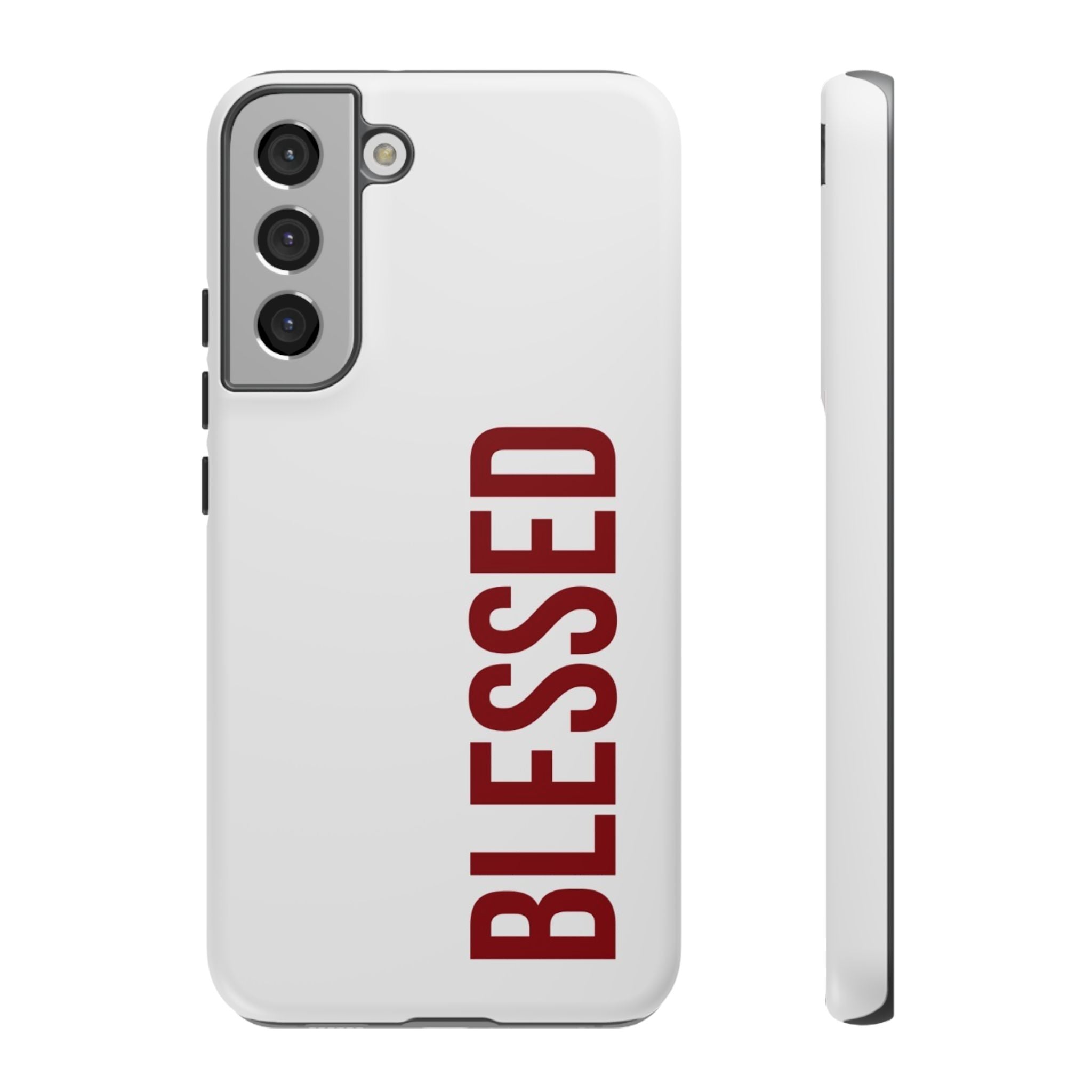 Blessed Vertical Phone Case — Protective Slim iPhone Cover with Red 'BLESSED' Text