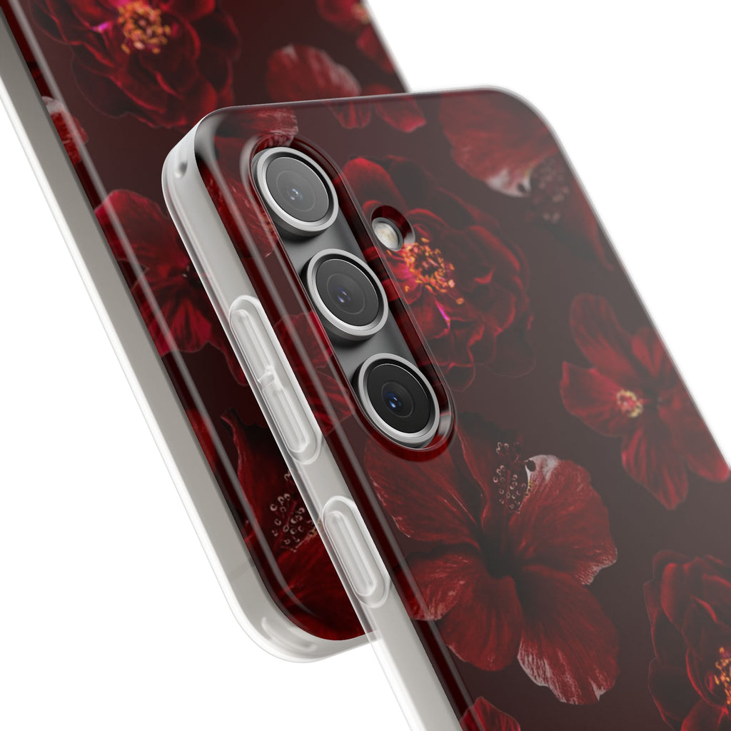 Red Floral Flexi Case — Dark Rose Phone Case