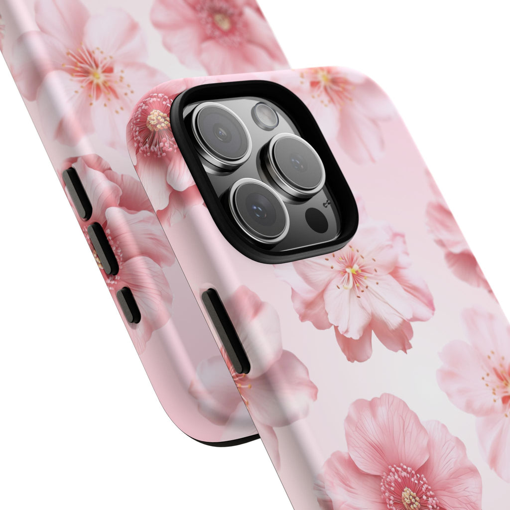 Pink Floral Tough Phone Case — Protective Sakura Blossom Design