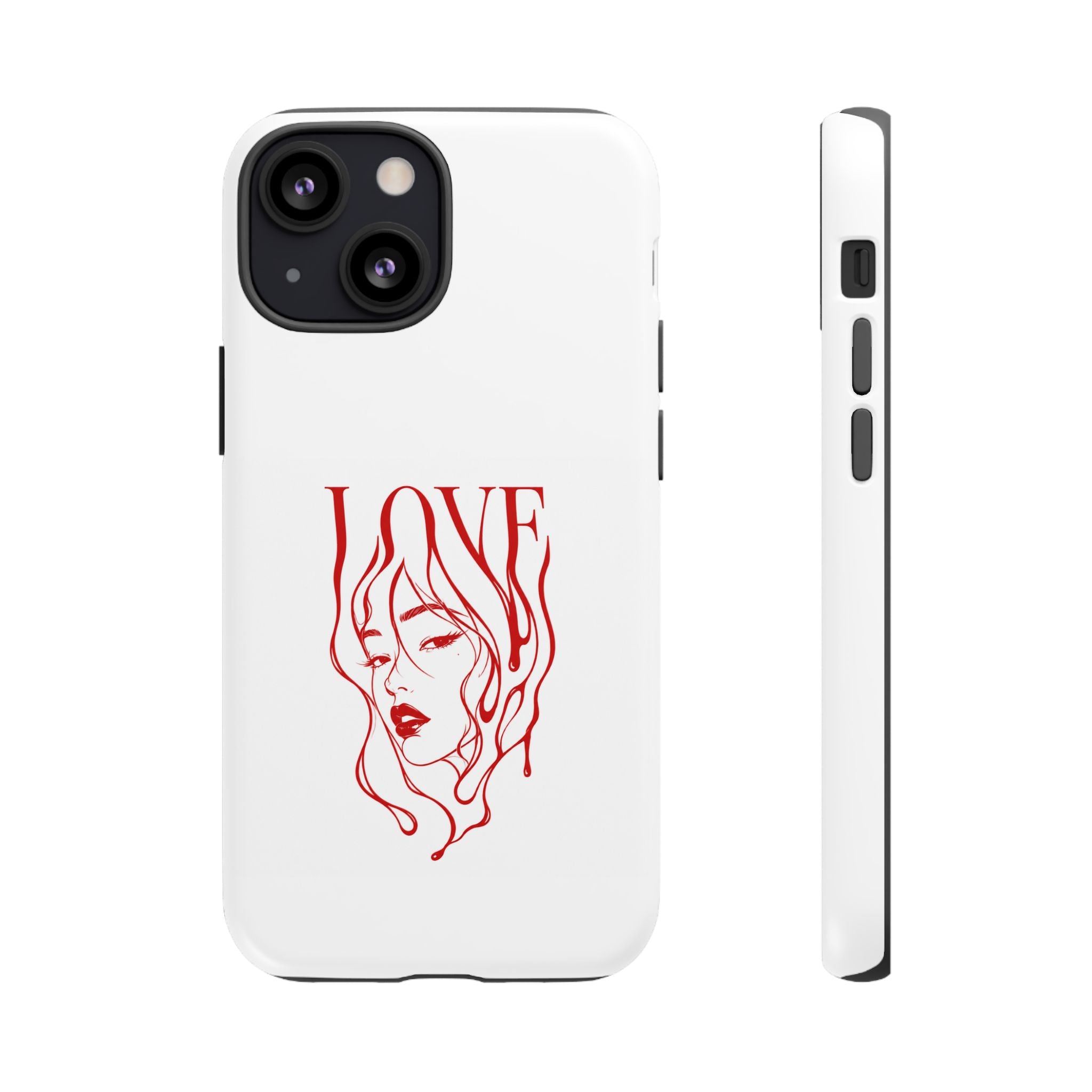 Red Line Art 'Love' Face Design - Tough Case