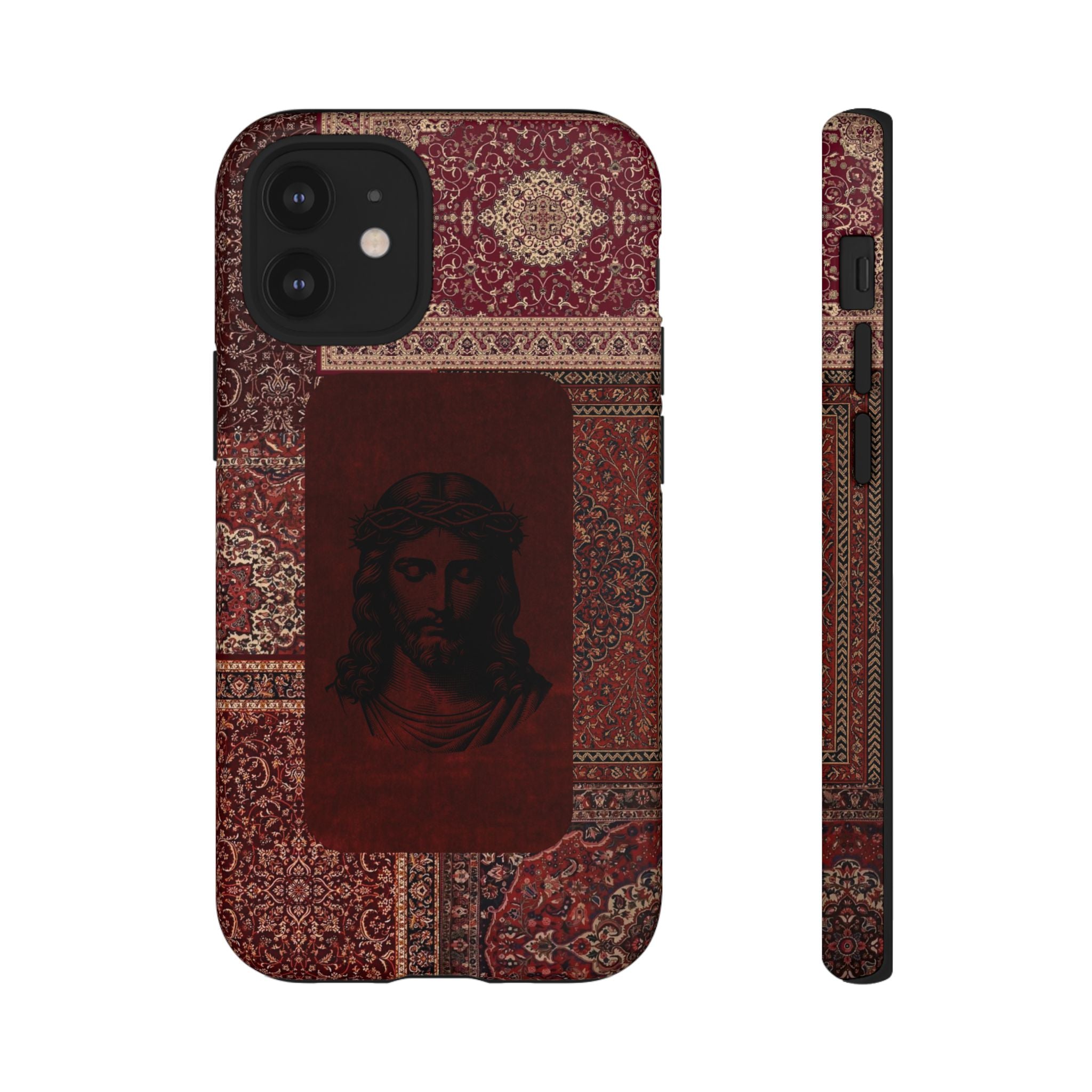 Religious Vintage Rug Phone Case — Jesus Portrait Tough Case