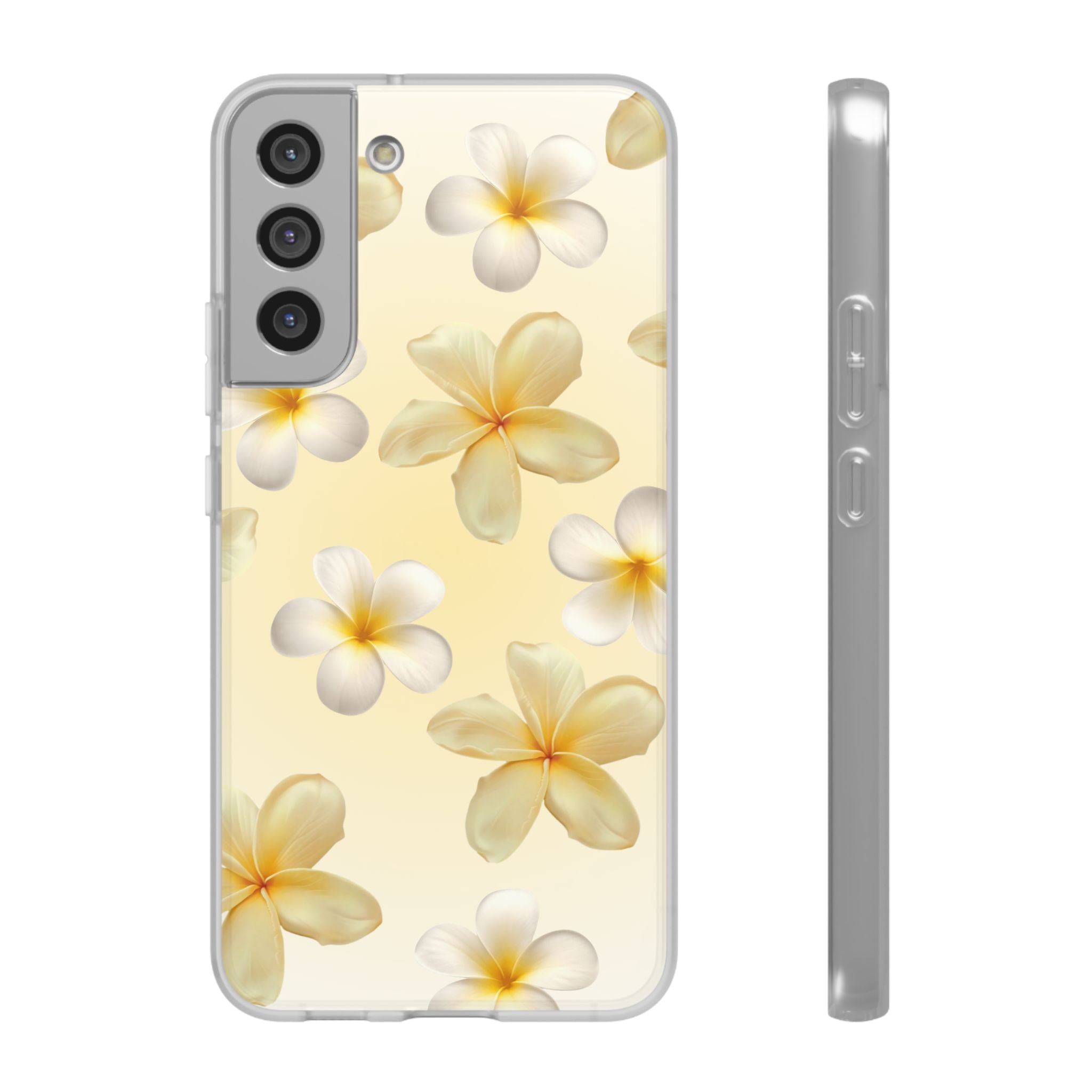 Plumeria Floral Flexi Phone Case — Tropical Yellow Flower Protective Cover
