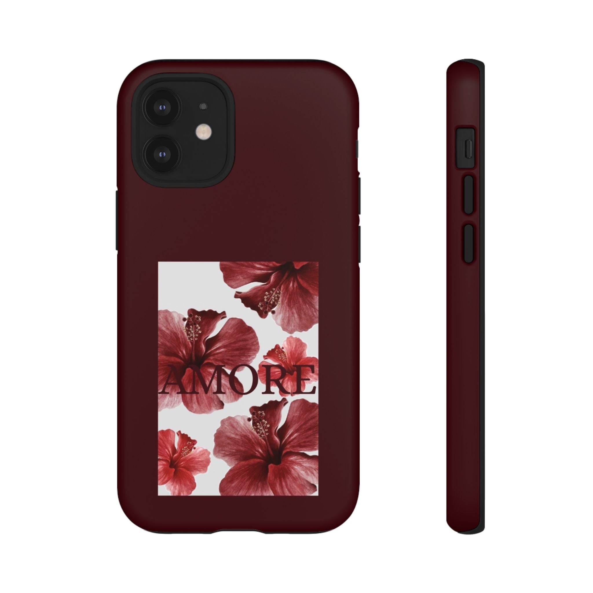 Amore Floral Phone Case — Burgundy Tough Protective Cover