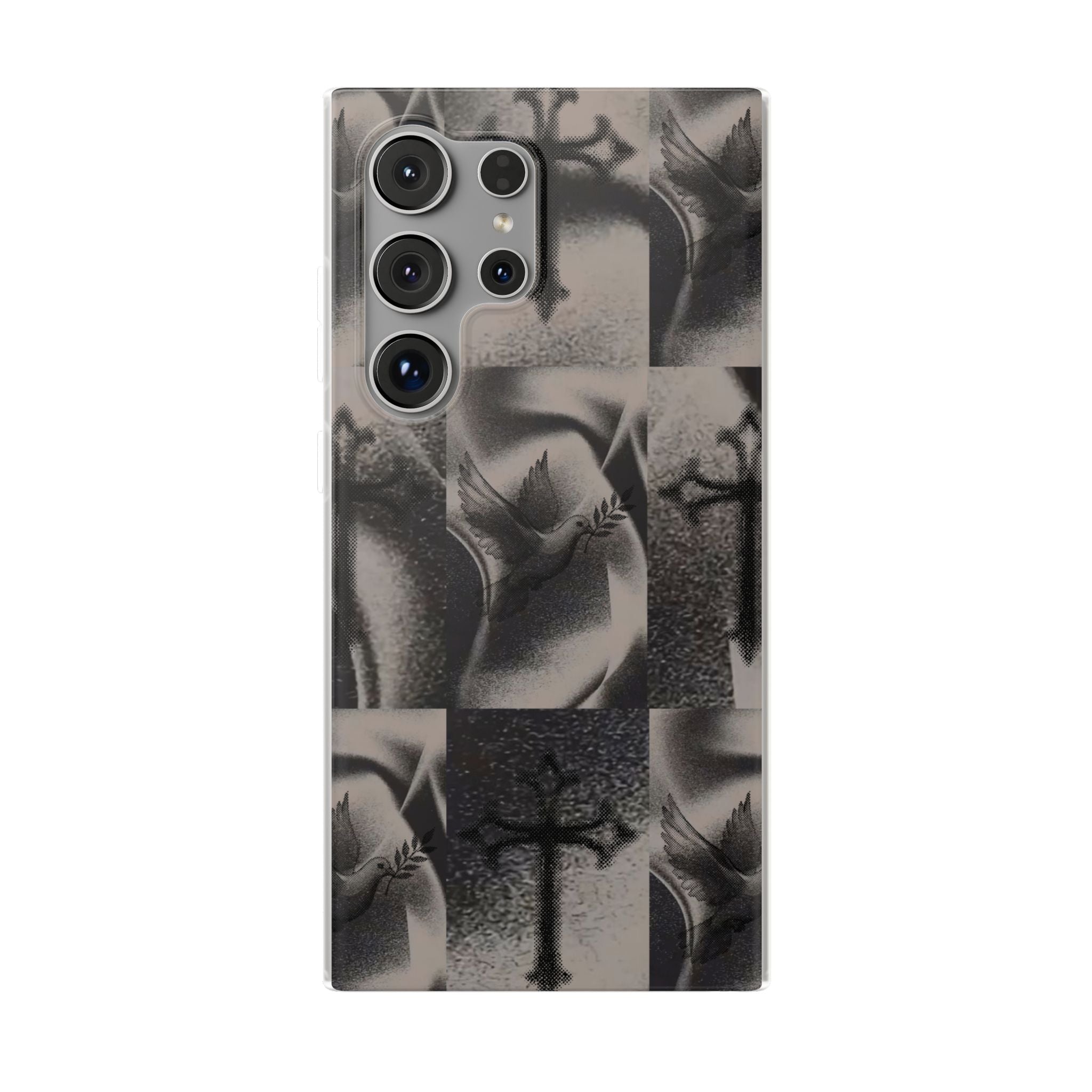 Phone Case — Dove & Cross Checkerboard Design