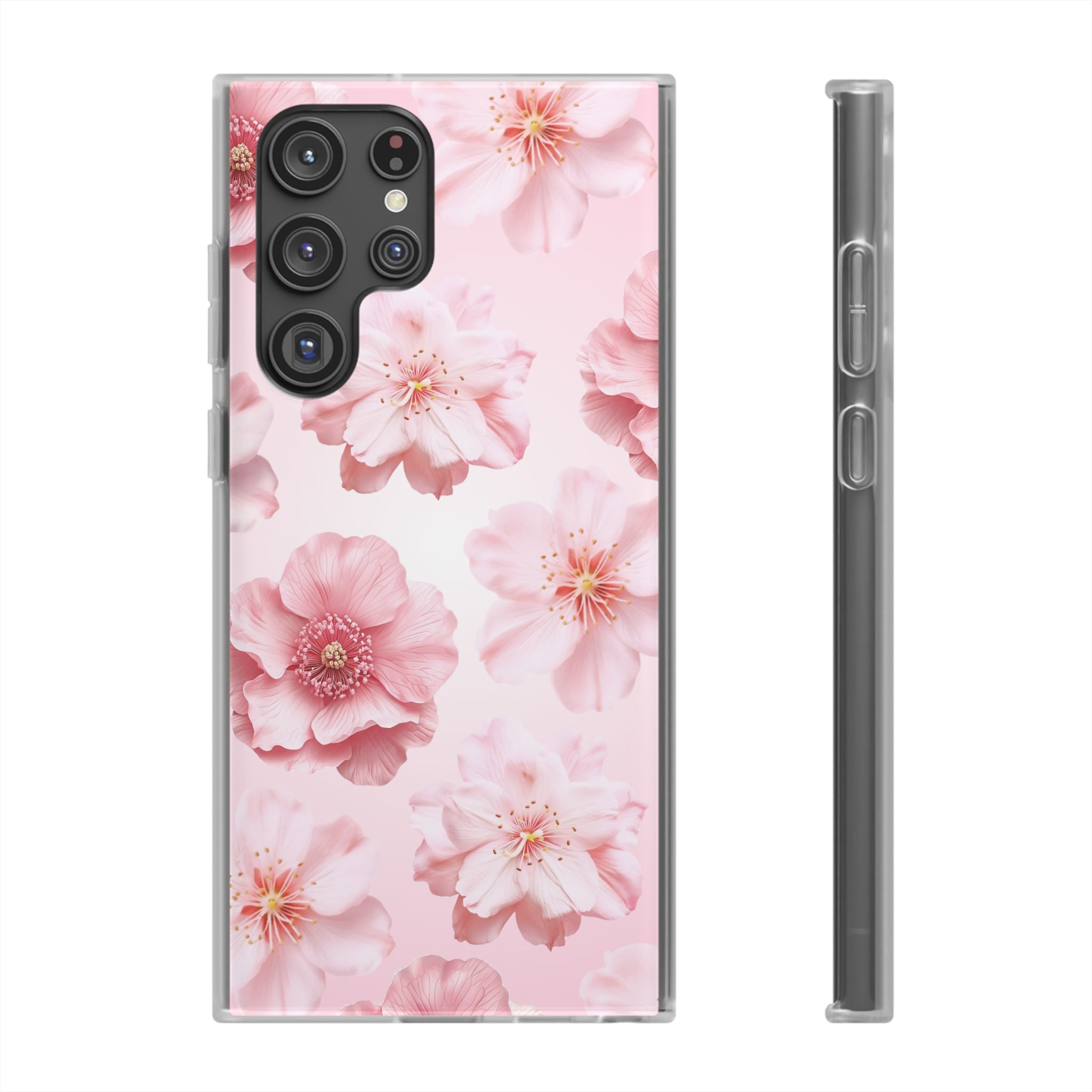 Pink Cherry Blossom Phone Case — Floral Slim Flexi Case for iPhone