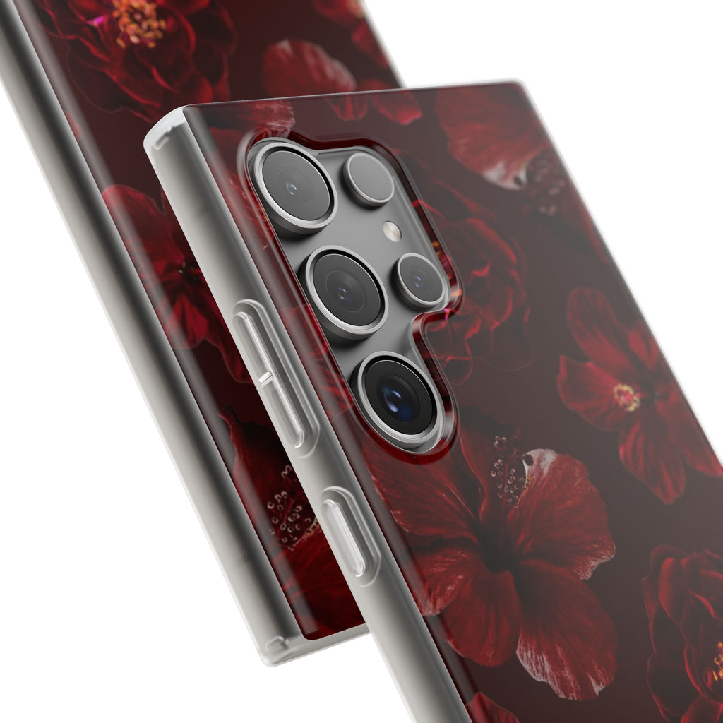 Red Floral Flexi Case — Dark Rose Phone Case
