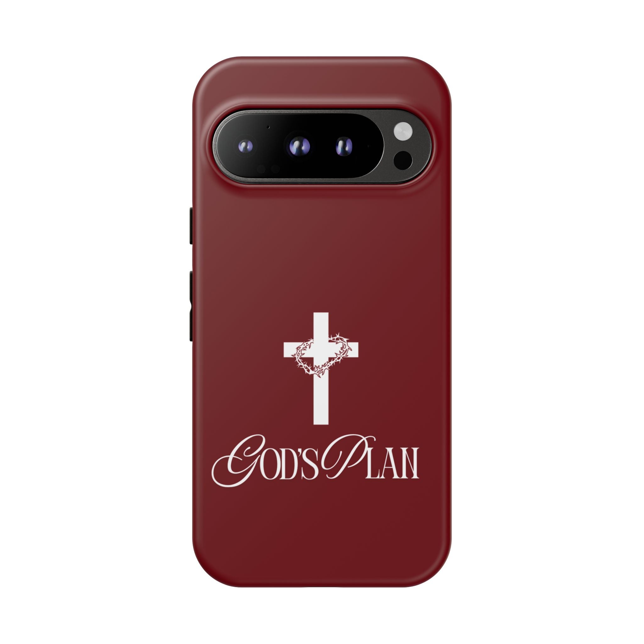 God's Plan — Christian Tough Phone Case | Cross Faith Burgundy Cover