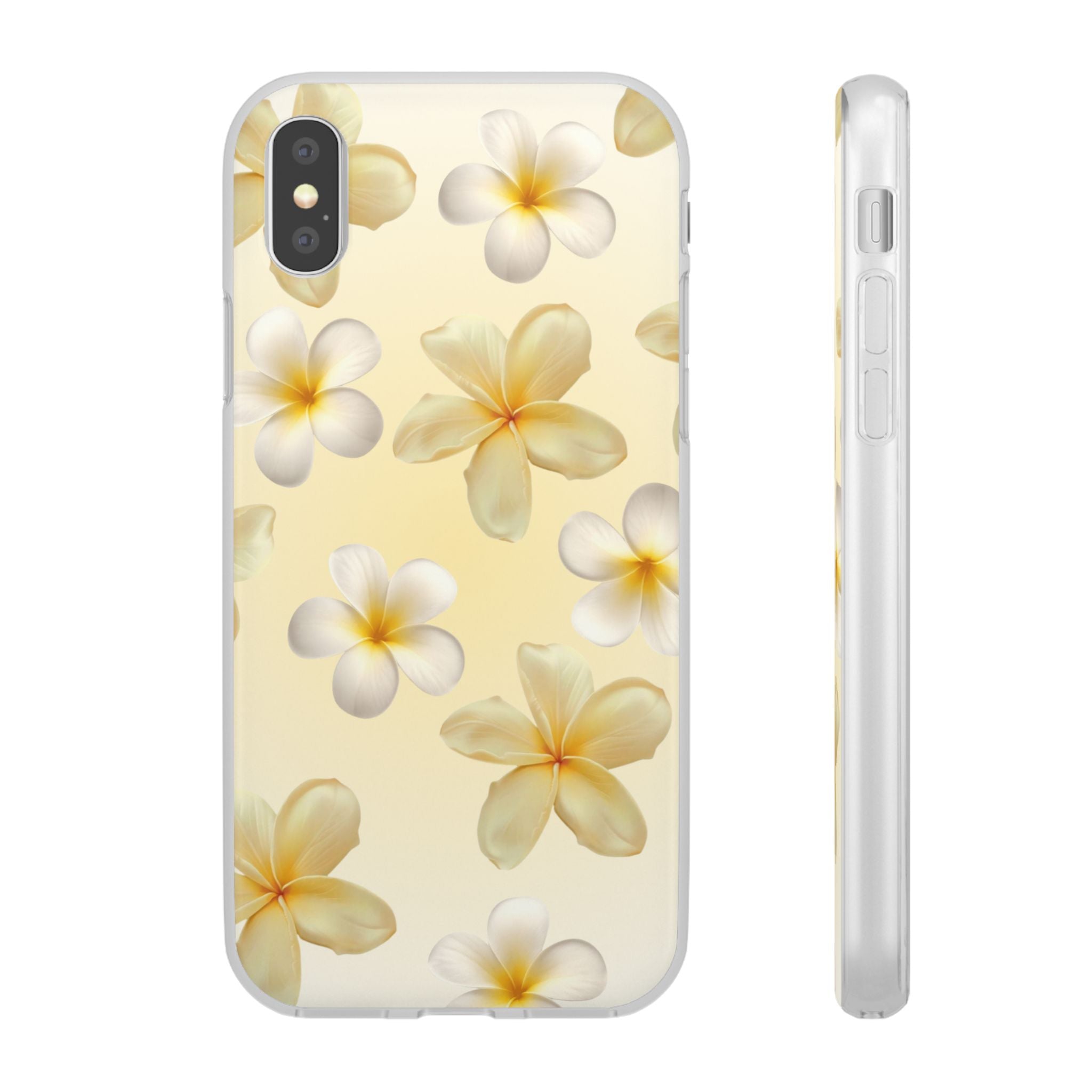 Plumeria Floral Flexi Phone Case — Tropical Yellow Flower Protective Cover