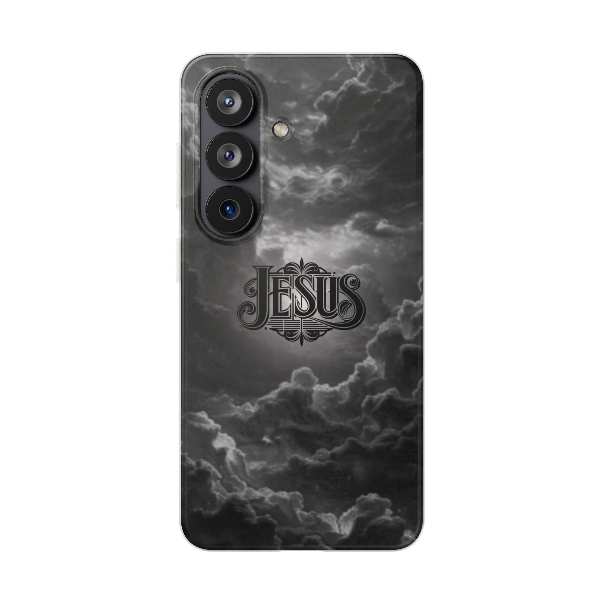 Jesus Cloud Phone Case — Faith-Inspired Flexi Case with 'Jesus' Script