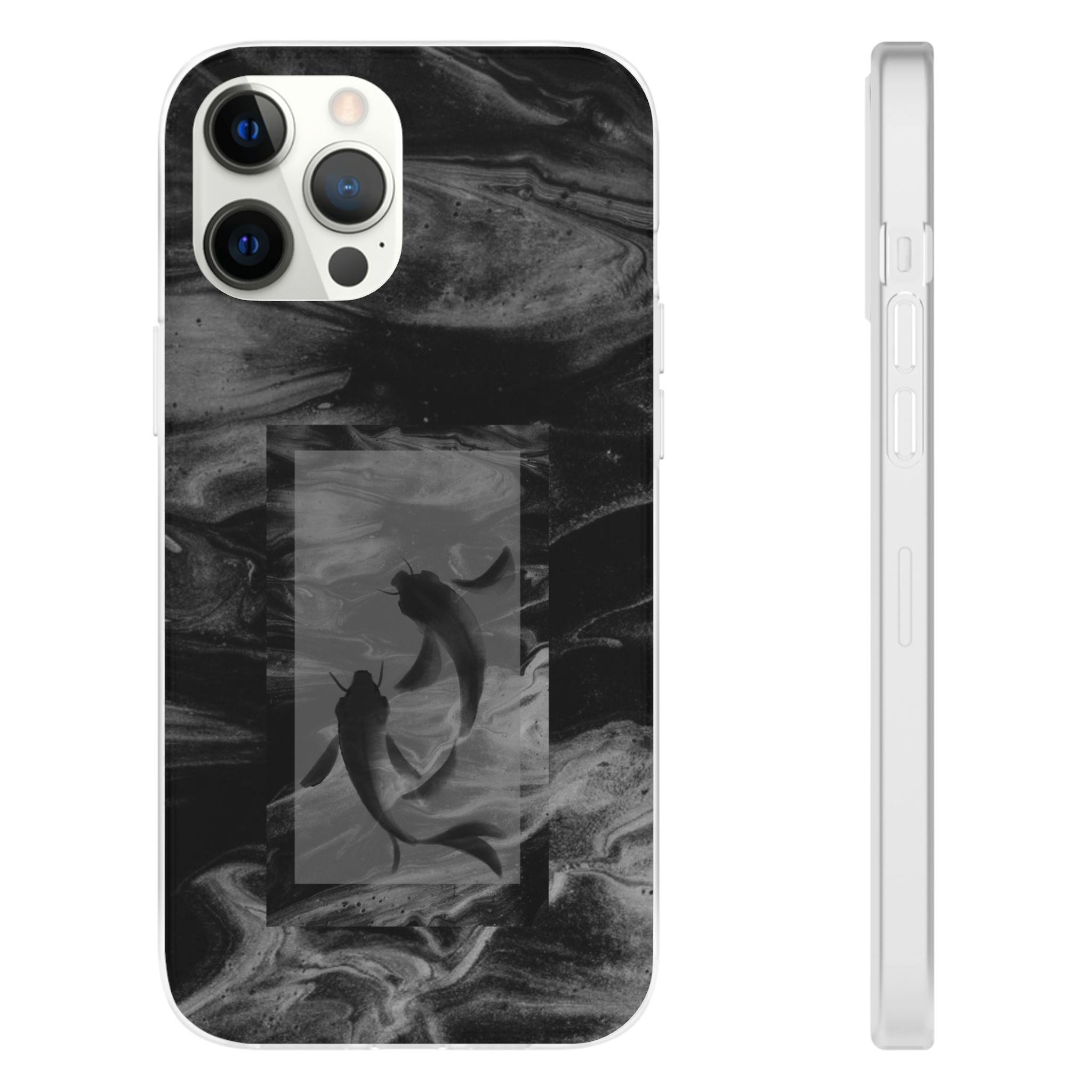Black Koi Phone Case — Minimalist Monochrome Fish Design