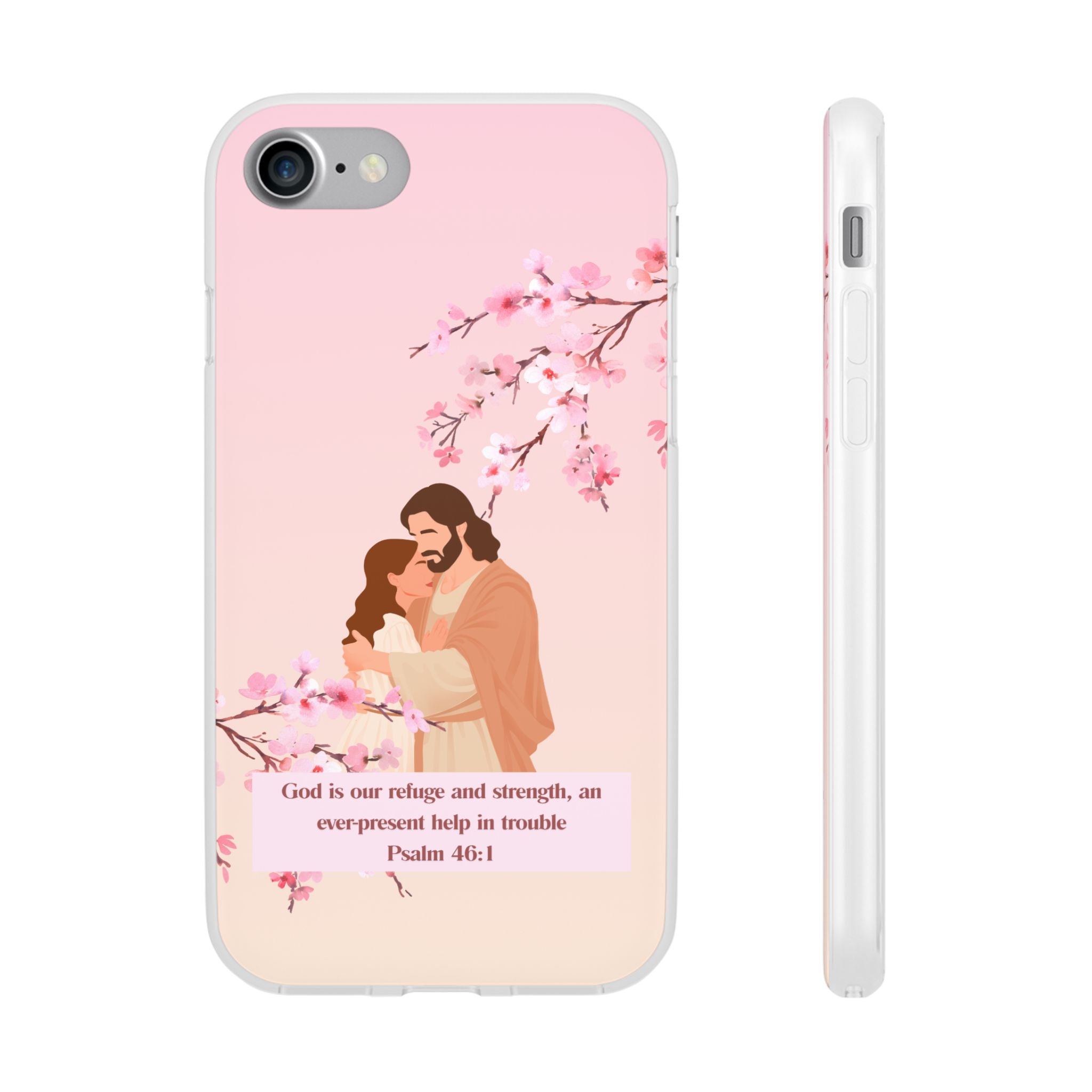 God Is Our Refuge – Psalm 46:1 Cherry Blossom Christian Flexi Phone Case