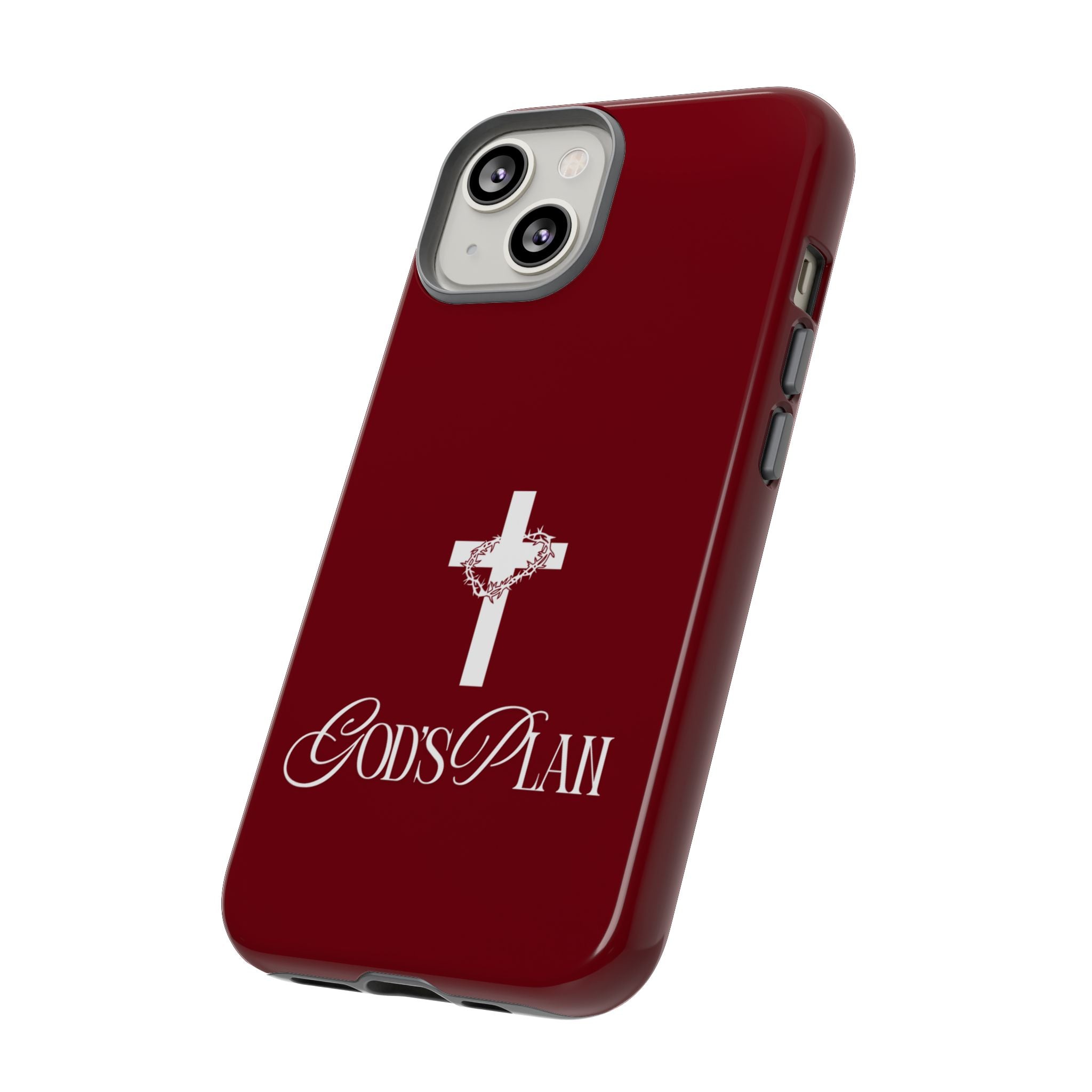 God's Plan — Christian Tough Phone Case | Cross Faith Burgundy Cover