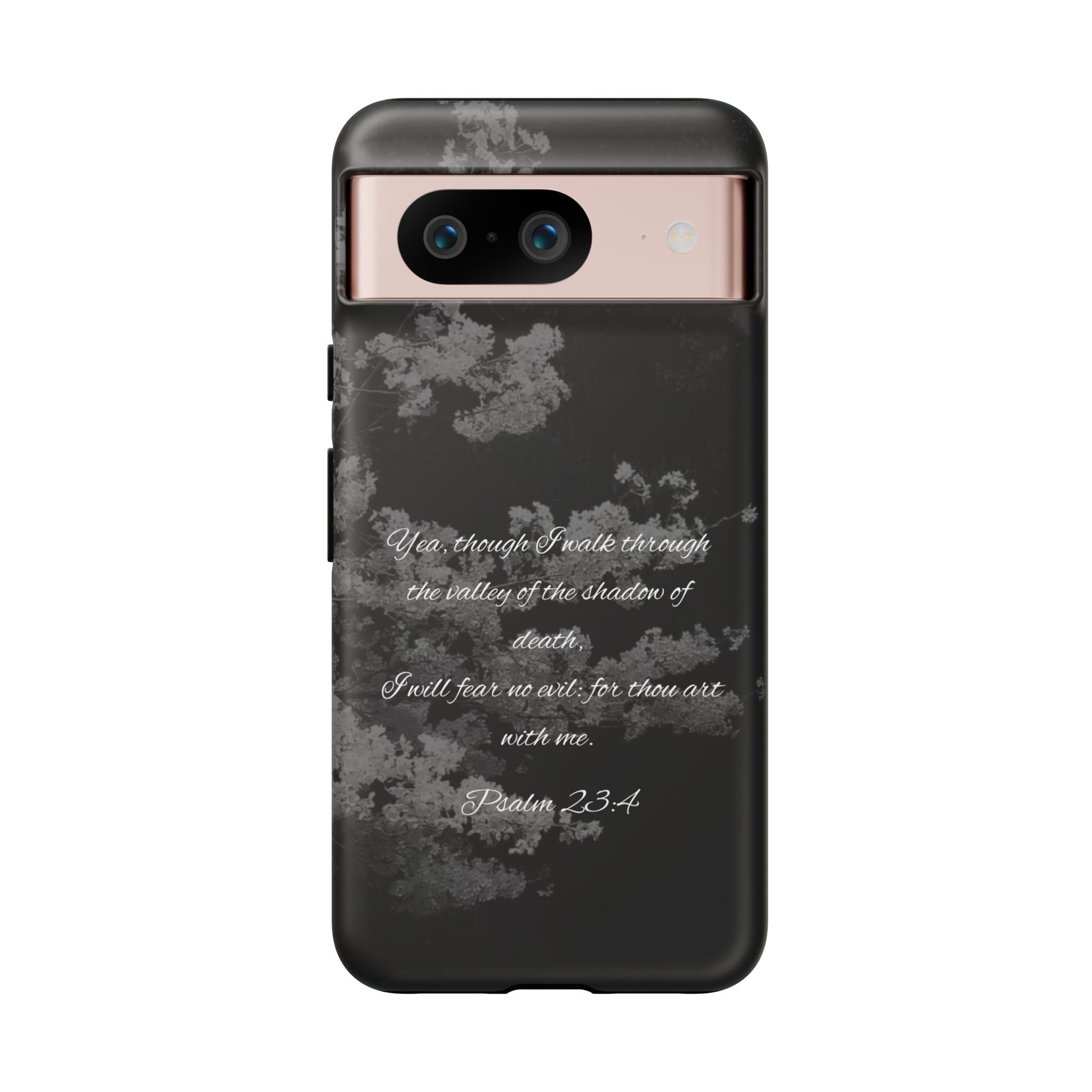 Bible Verse Phone Case — Psalm 23:4 Comfort Black Protective Cover