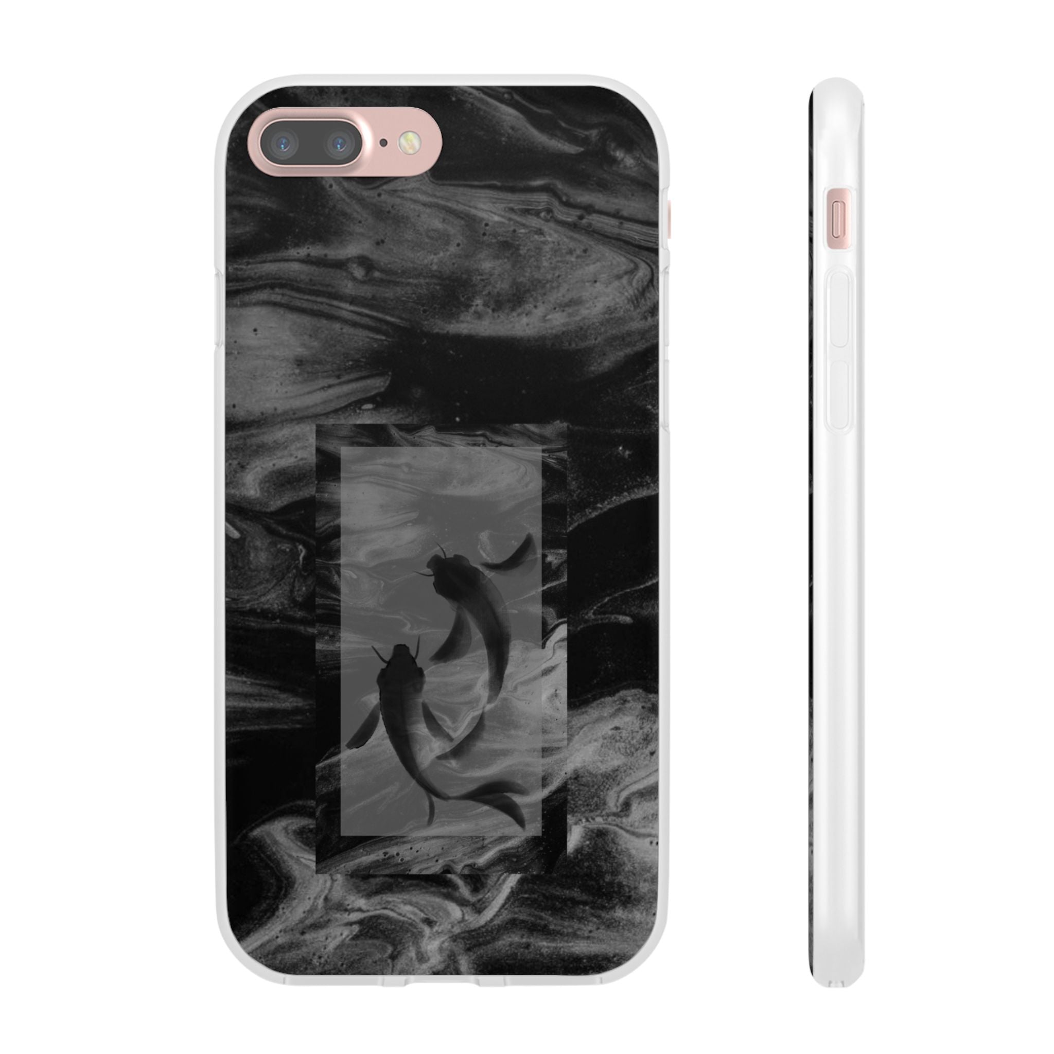Black Koi Phone Case — Minimalist Monochrome Fish Design