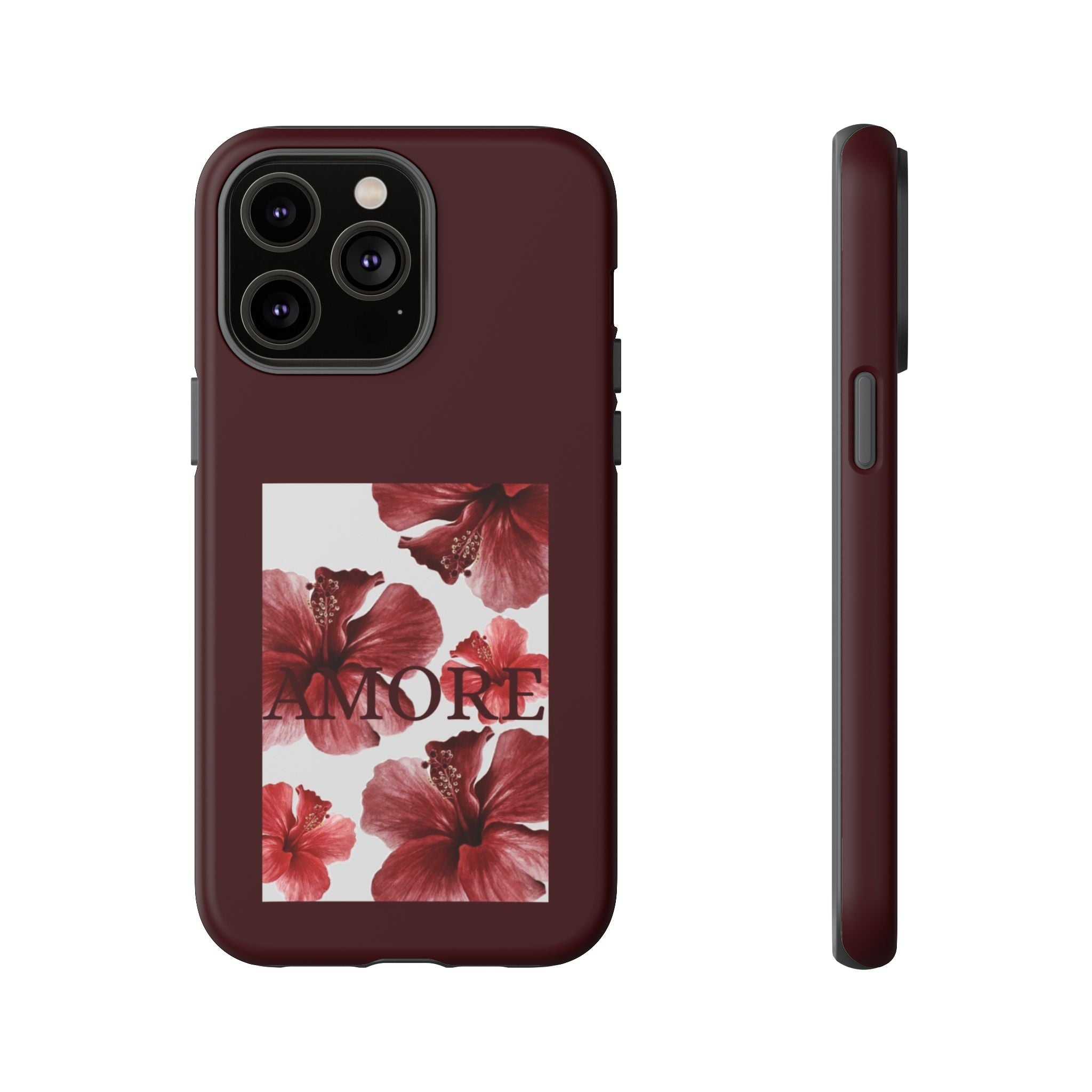 Amore Floral Phone Case — Burgundy Tough Protective Cover