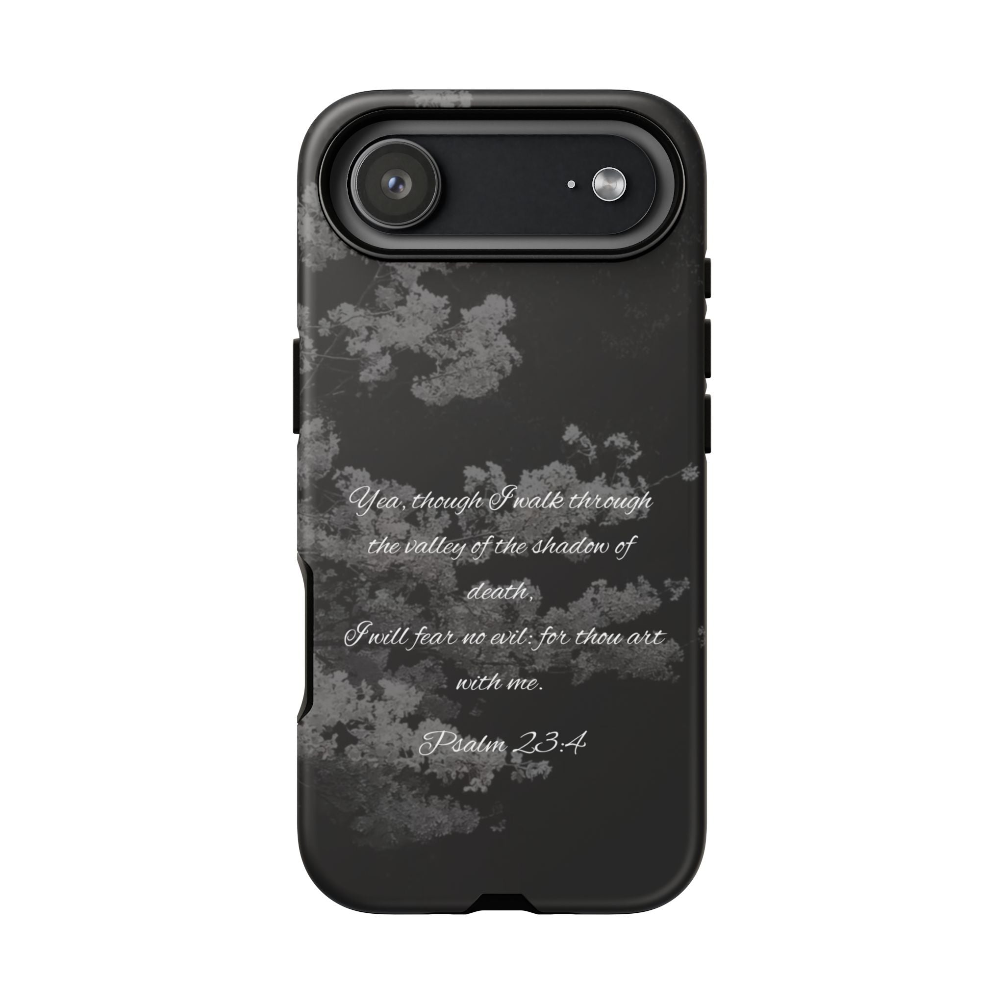 Bible Verse Phone Case — Psalm 23:4 Comfort Black Protective Cover