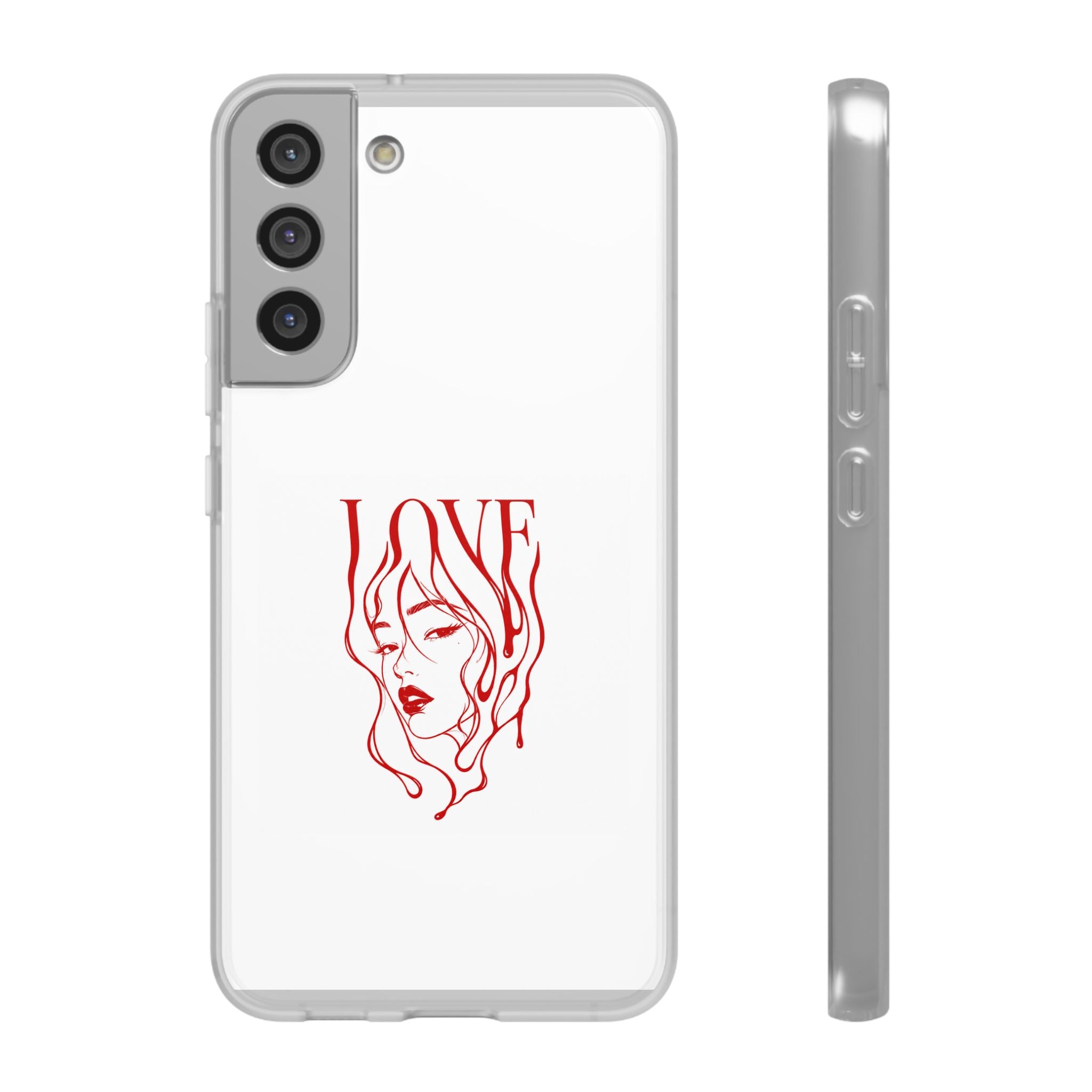 Red Line Art 'LOVE'  Face Design - Flexi Case